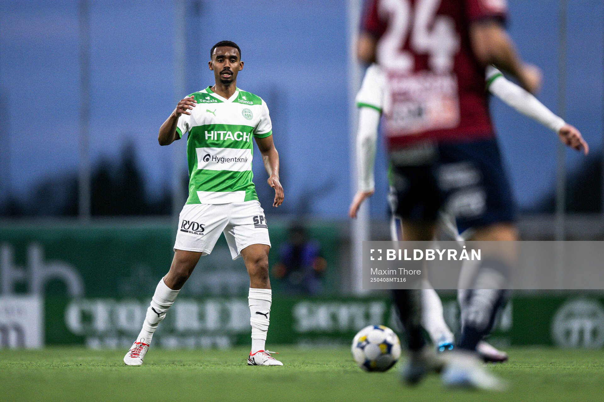 Västerås Liiban Abdirahman Abadid under fotbollsmatchen i Superettan mellan Västerås och Örgryte den 8 april 2025 i Västerås. 