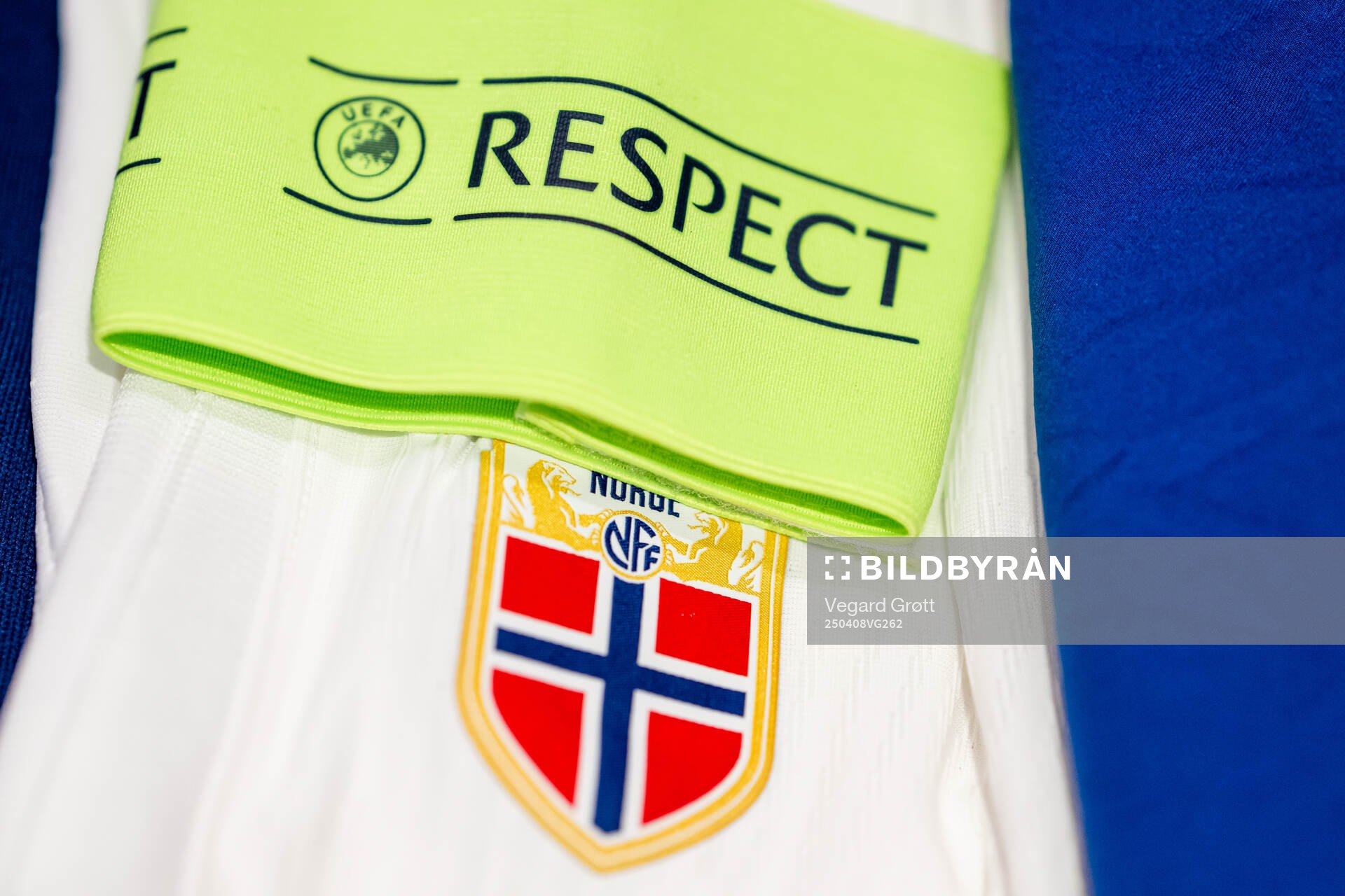 The captain’s armband of Norway in the dressing room