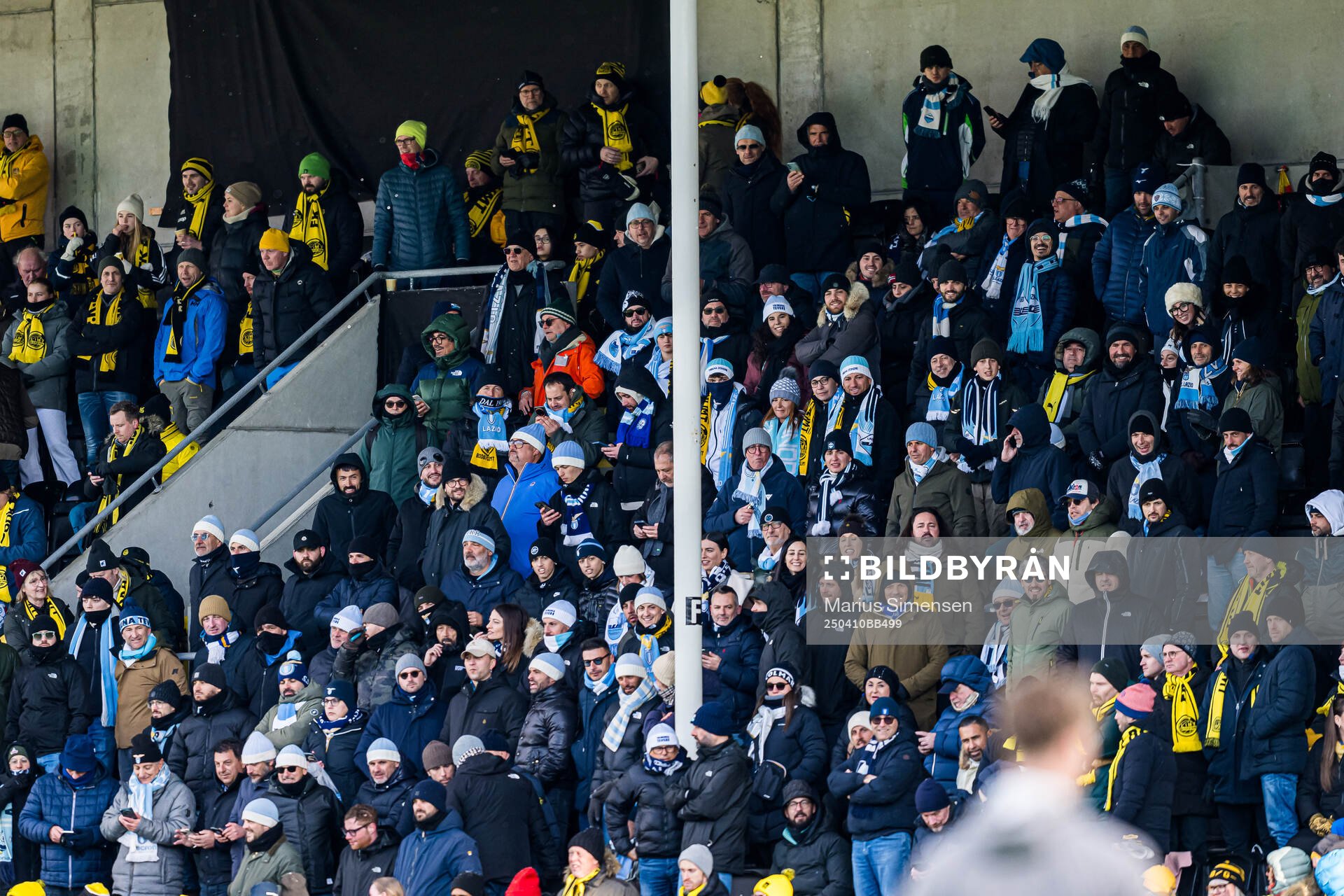Spectators in the stands ahead of the UEFA Europa League quarter-final football match between Bodø/Glimt and Lazio on April 10, 2025 in Bodø.