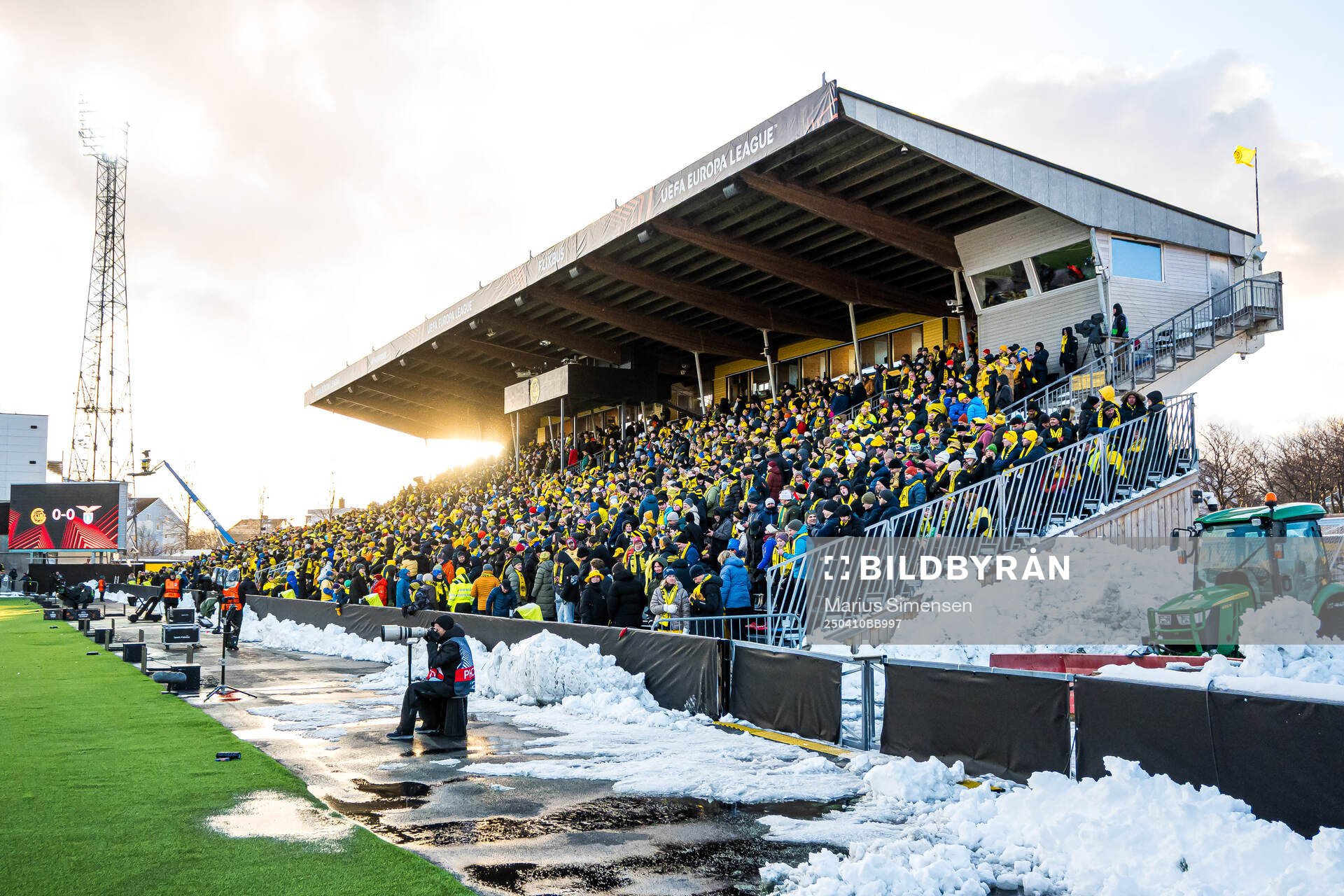 Spectators in the stands at Aspmyra Stadion
