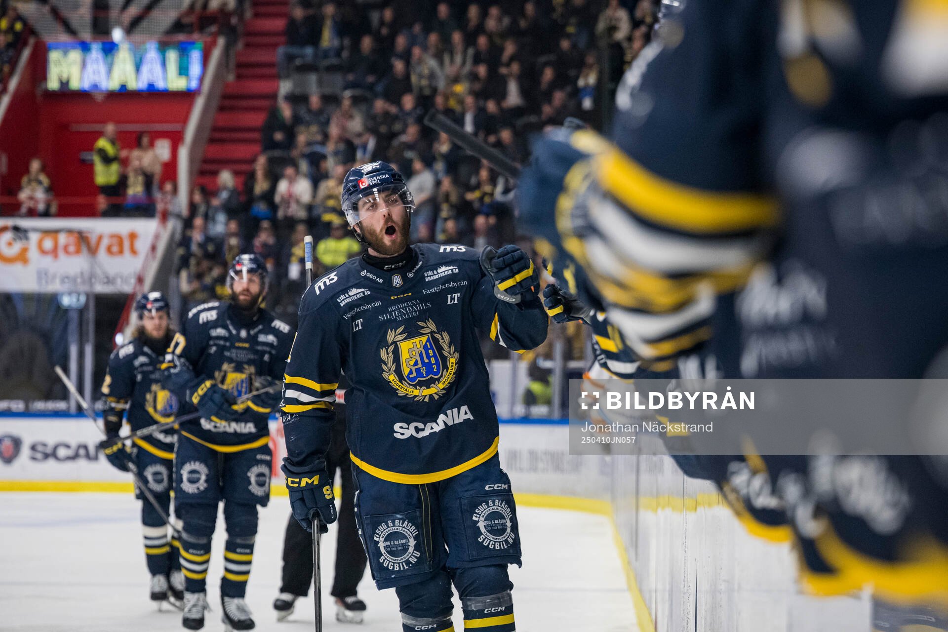 Södertäljes Nolan Stevens jublar