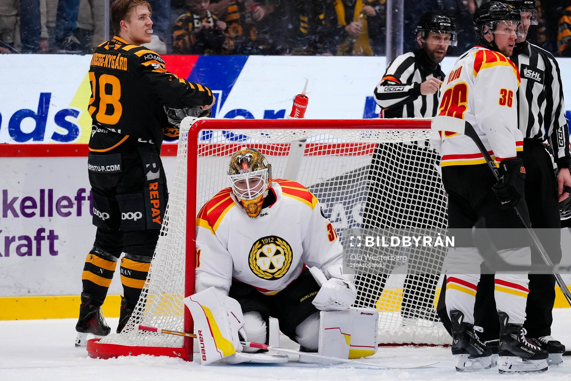 Skellefteås Michael Brandsegg-Nygård och Brynäs målvakt