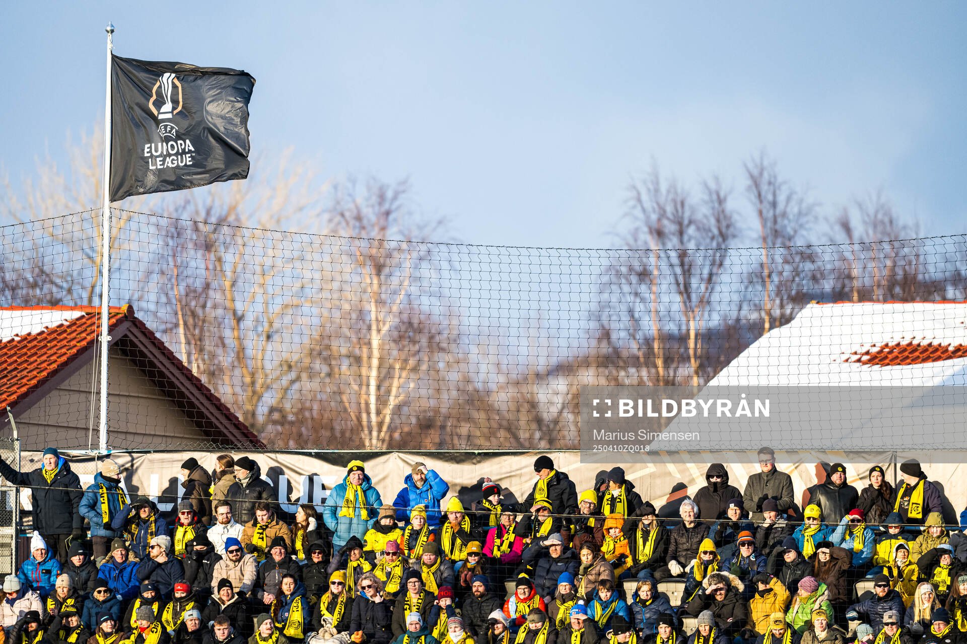 Spectators in the stands at Aspmyra Stadion