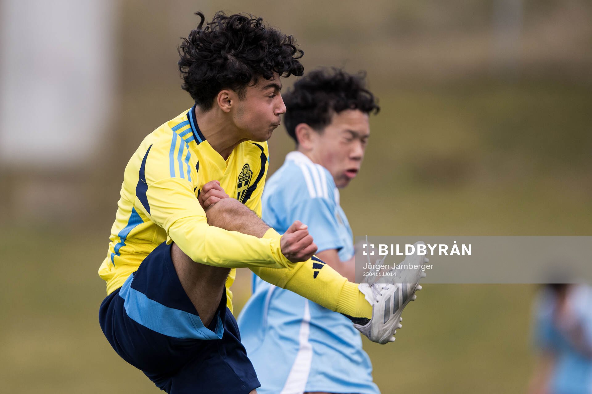 Haami Najafi of Sweden during the under-17 Future team tournament football match between Sweden and Belgium on April 11, 2025 in Borås.
