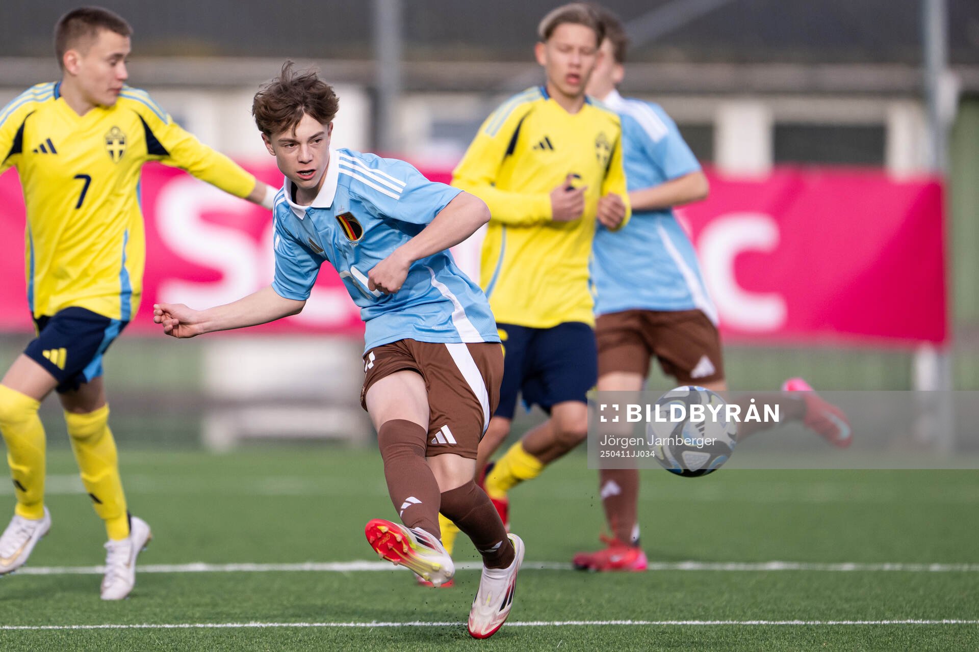 Pieter Moens of Belgium during the under-17 Future team tournament football match between Sweden and Belgium on April 11, 2025 in Borås. 