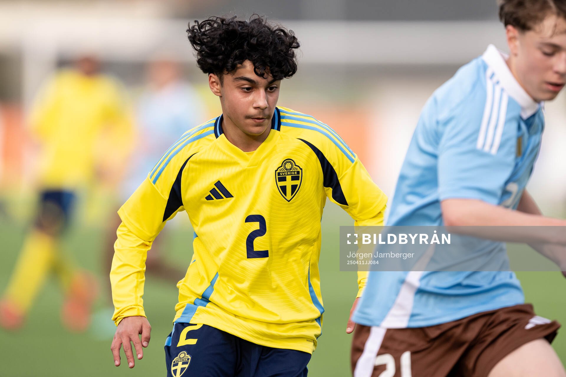 Haami Najafi of Sweden during the under-17 Future team tournament football match between Sweden and Belgium on April 11, 2025 in Borås.