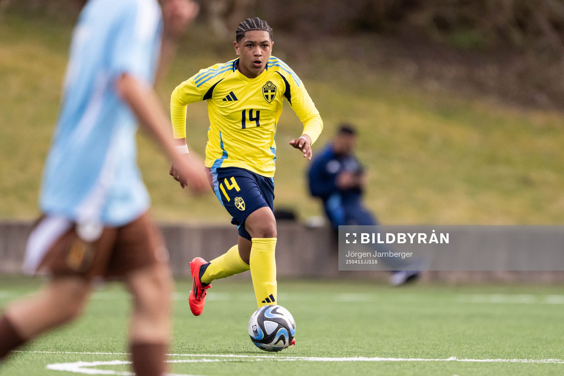 Elliot Mahama Appring of Sweden during the under-17 Future team tournament football match between Sweden and Belgium on April 11, 2025 in Borås.