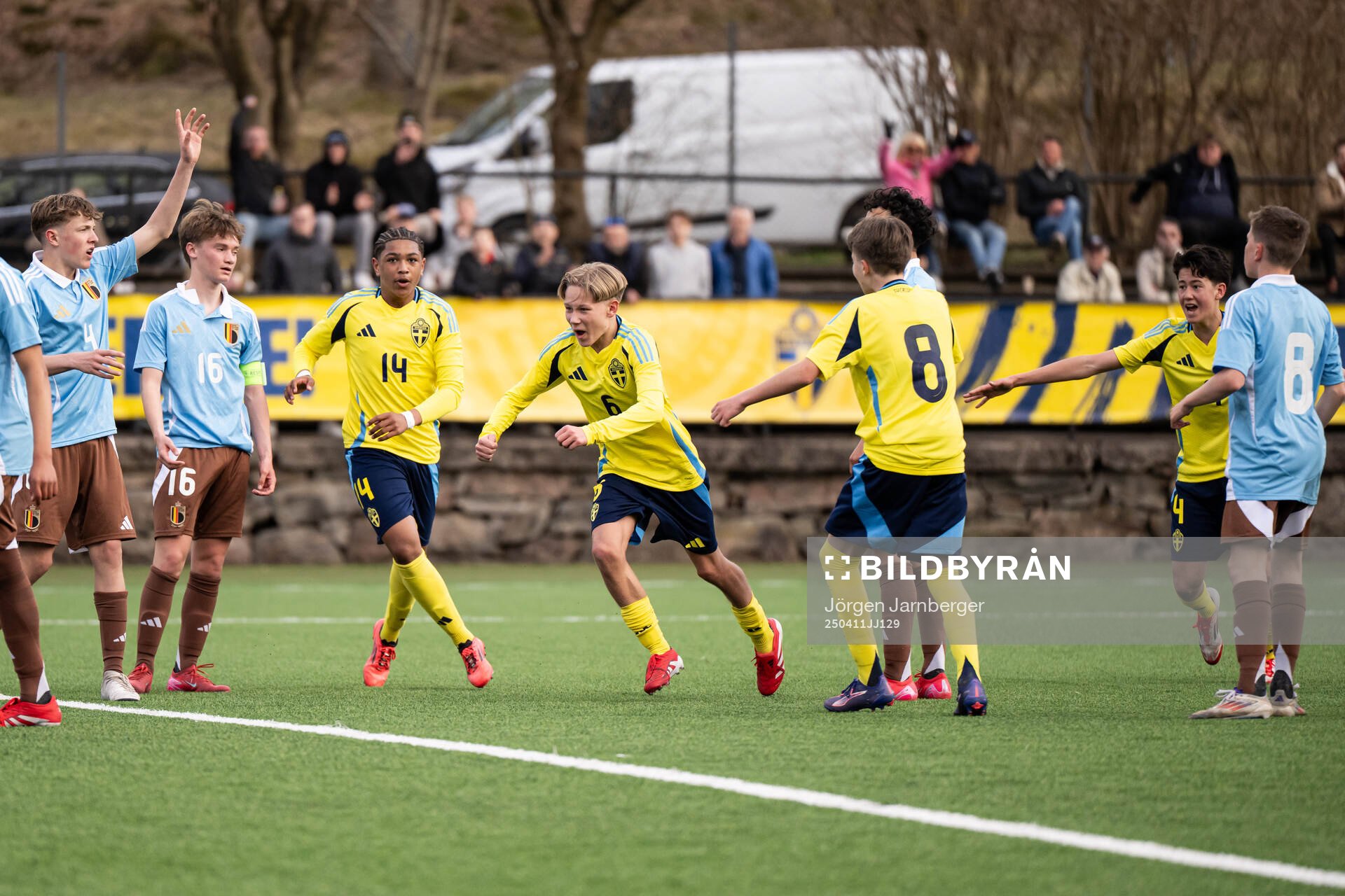 Isak Järdler of Sweden celebrates 1-1