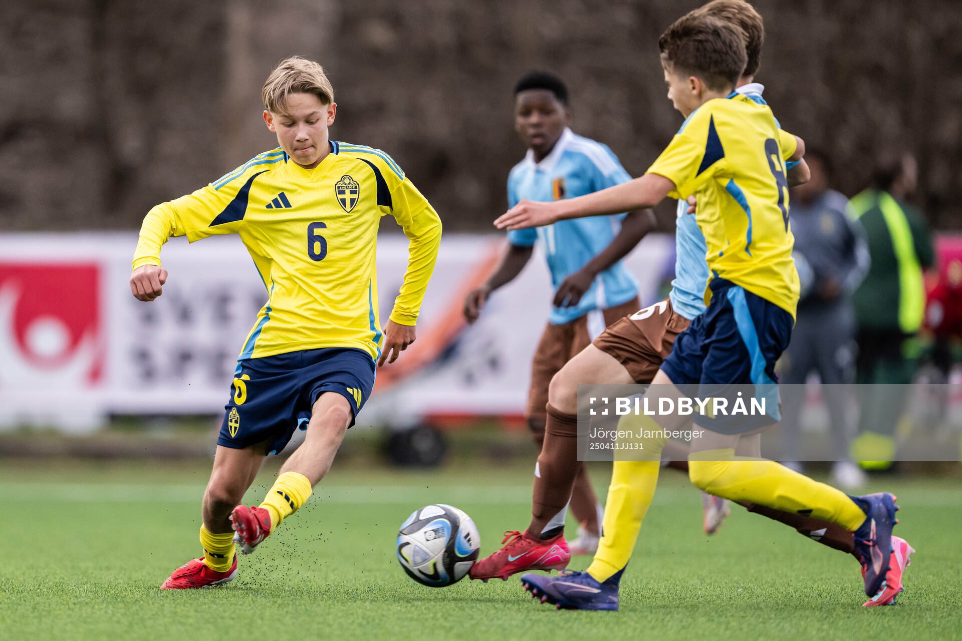 Isak Järdler of Sweden during the under-17 Future team tournament football match between Sweden and Belgium on April 11, 2025 in Borås.