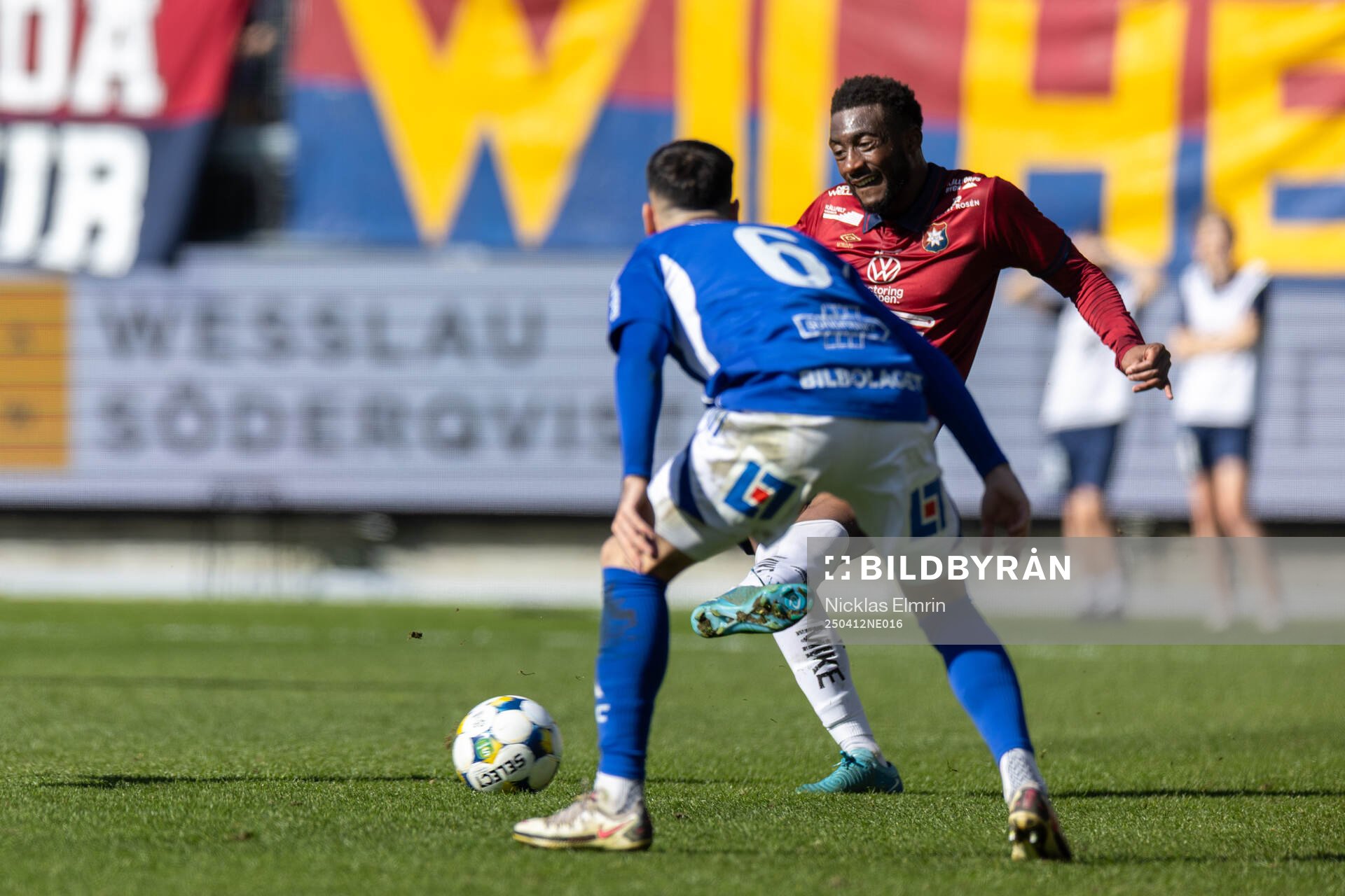 Örgrytes Haladj-Madiou Keita under fotbollsmatchen i Superettan mellan Örgryte och GIF Sundsvall den 12 april 2025 i Göteborg. 