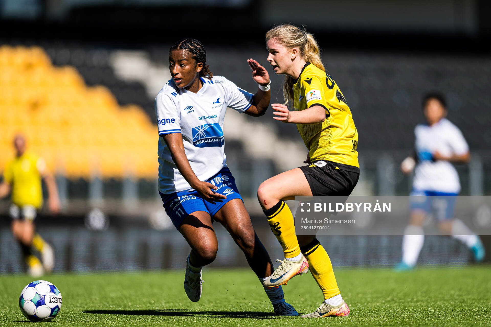 Daniela Mandi Tolonen of Haugesund and Maya Tveiten