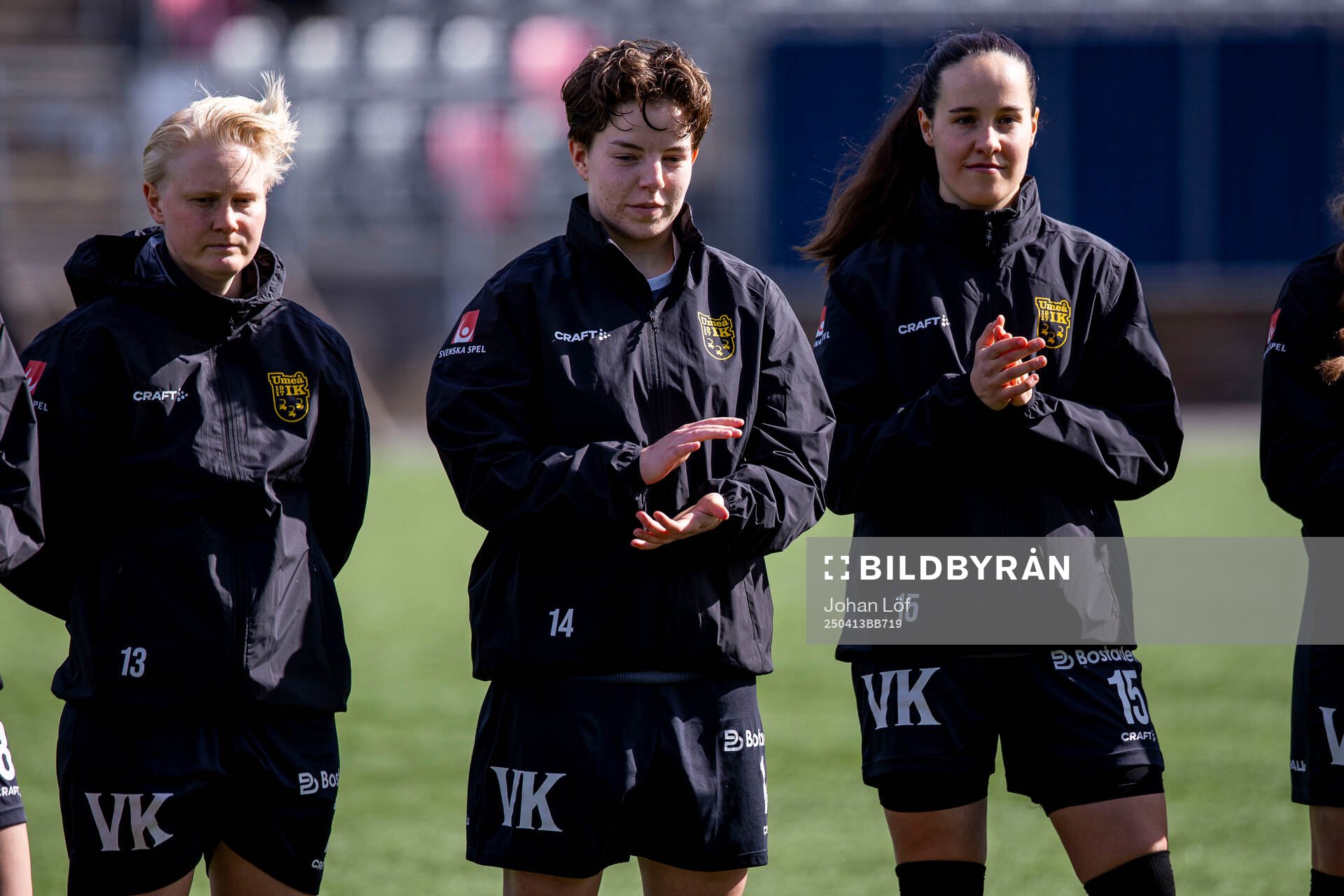 Umeås Isabelle Goldmann innan fotbollsmatchen i Elitettan