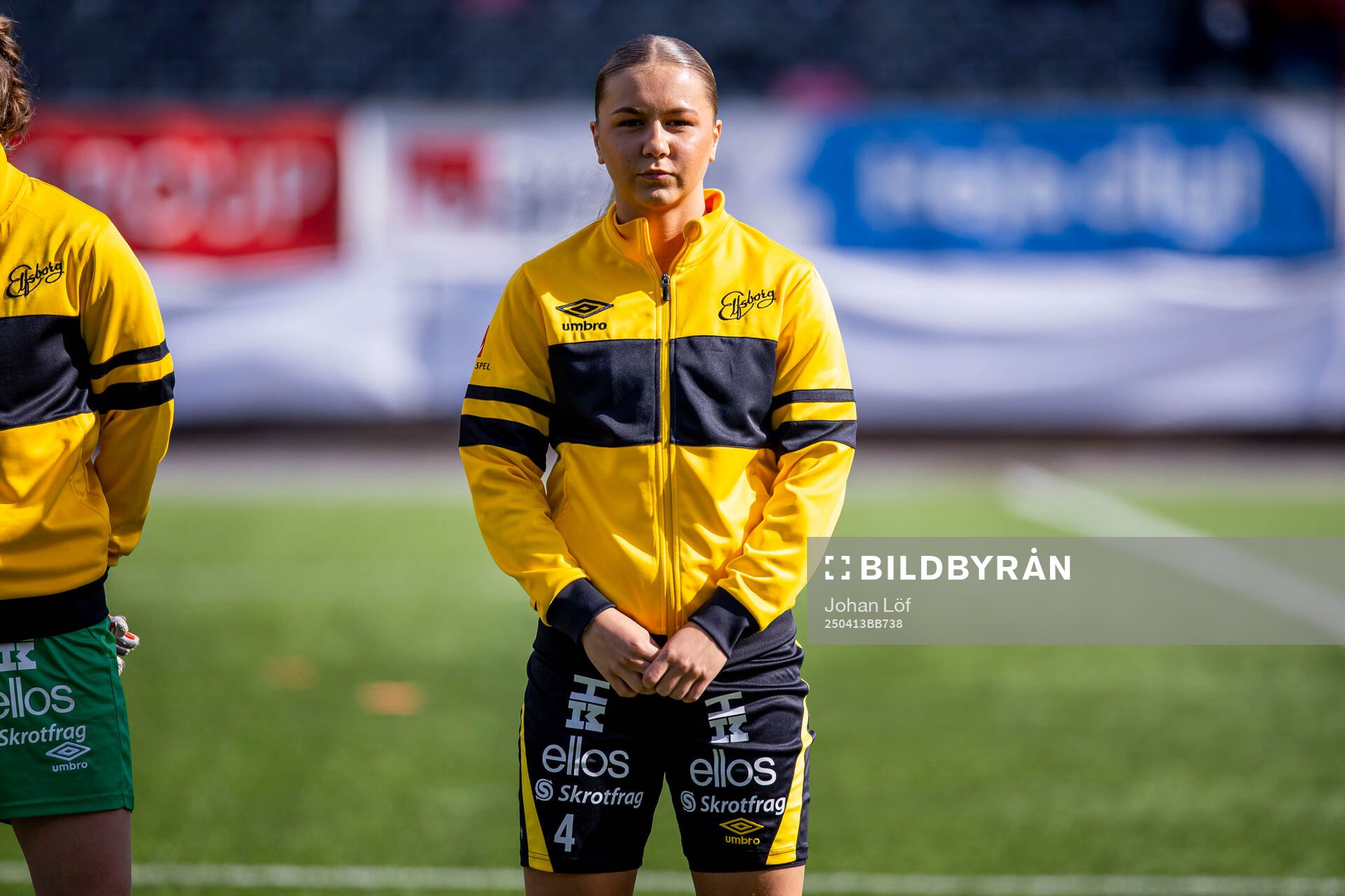 Elfsborgs Alice Broman innan fotbollsmatchen i Elitettan