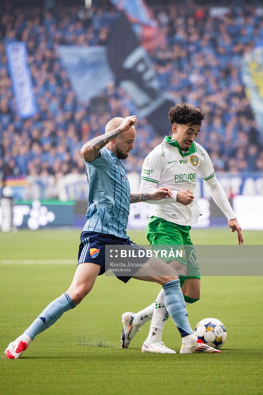 Djurgårdens Adam Ståhl och Hammarbys Sebastian Tounekti