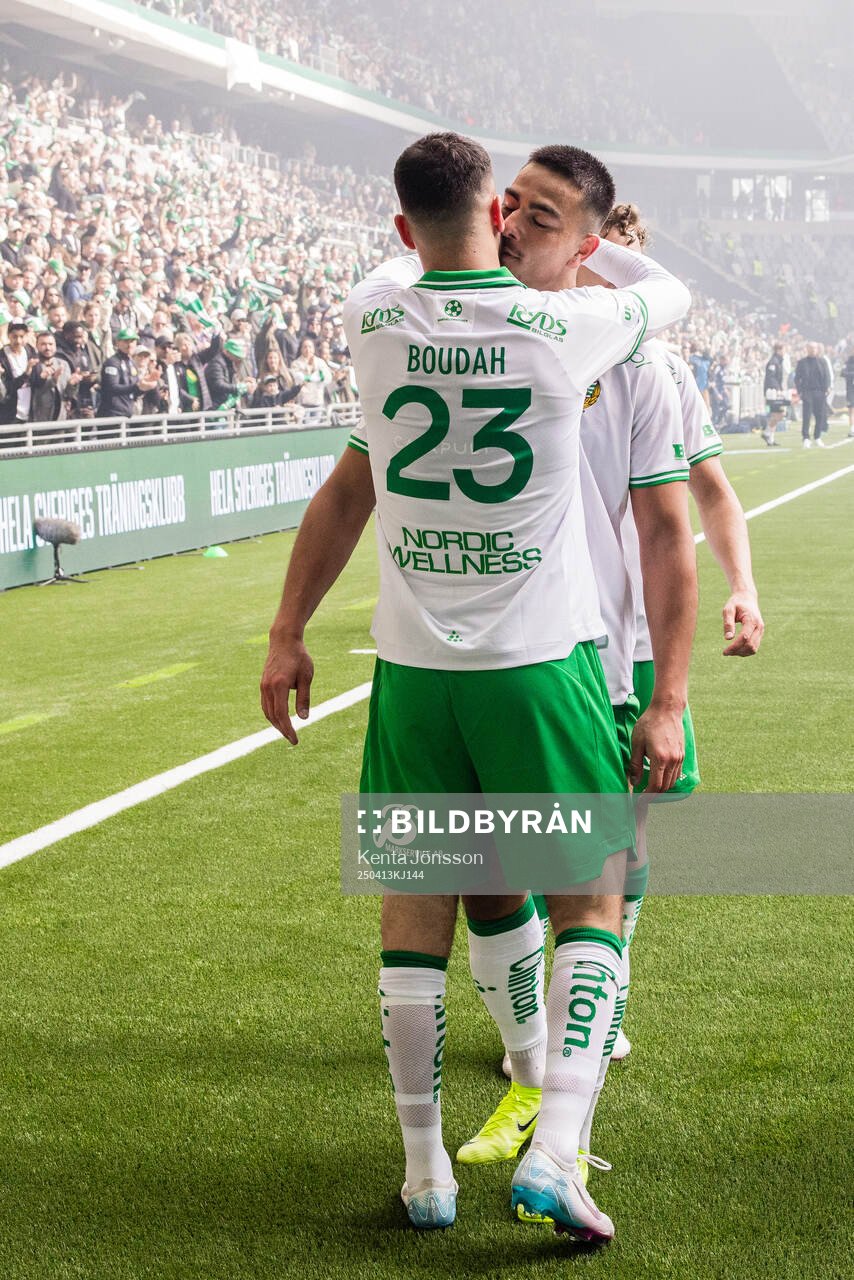 Hammarbys Abdelrahman Boudah Saidi och Jusef Erabi jublar