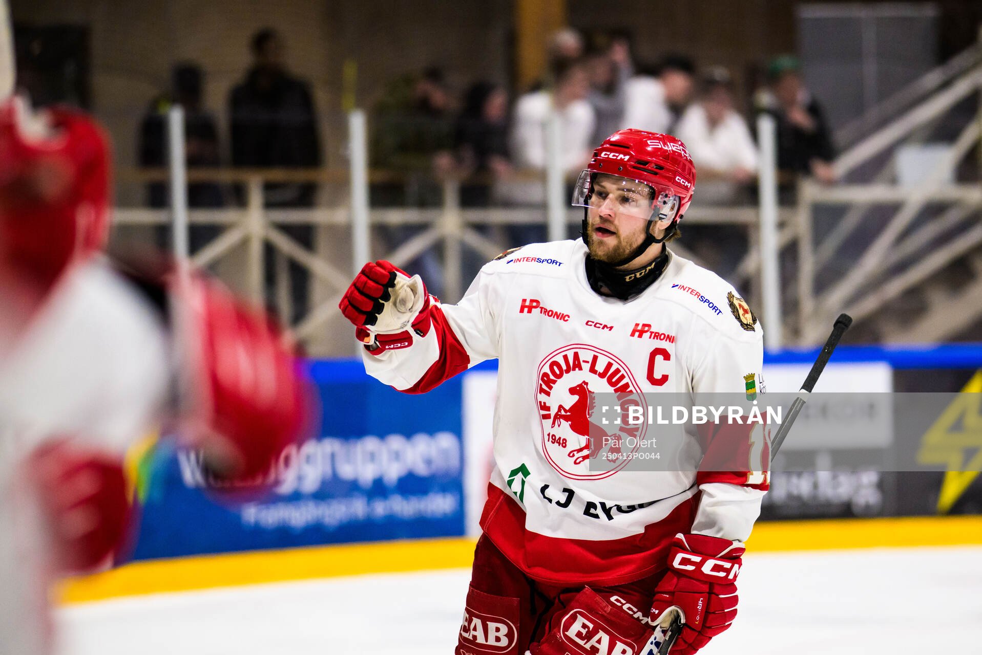 Troja/Ljungbys Dennis Fröland jublar