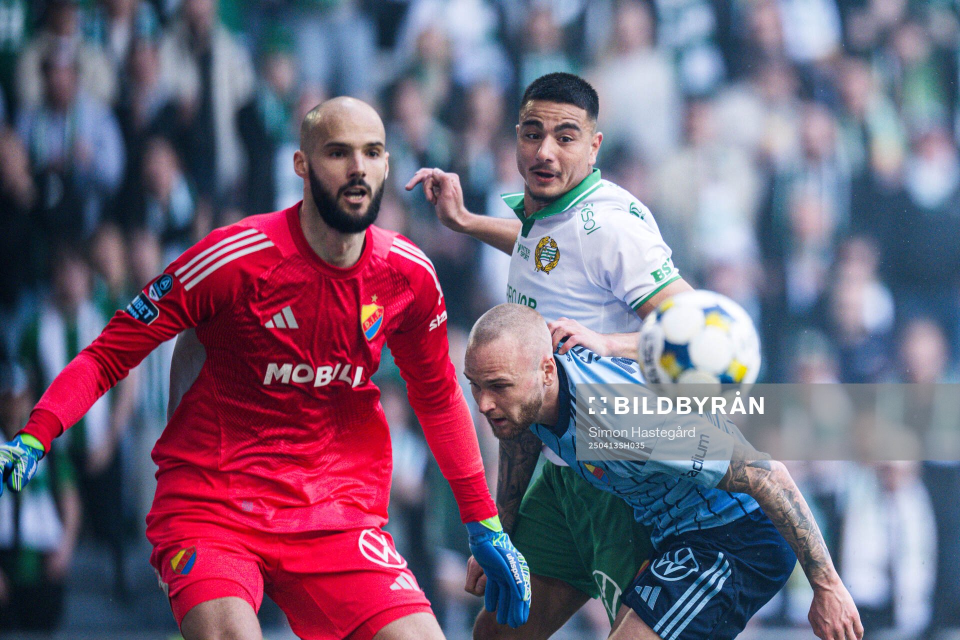 Djurgårdens målvakt Filip Manojlovic, Adam Ståhl och