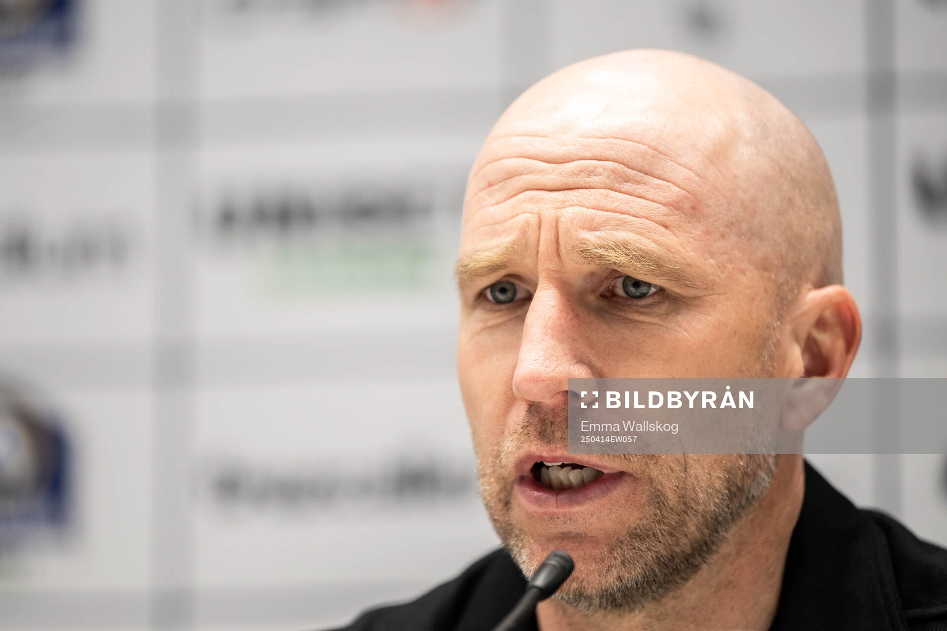 Malmö FFs tränare Henrik Rydström på presskonferensen efter fotbollsmatchen i Allsvenskan mellan AIK och Malmö FF den 14 april 2025 i Stockholm.