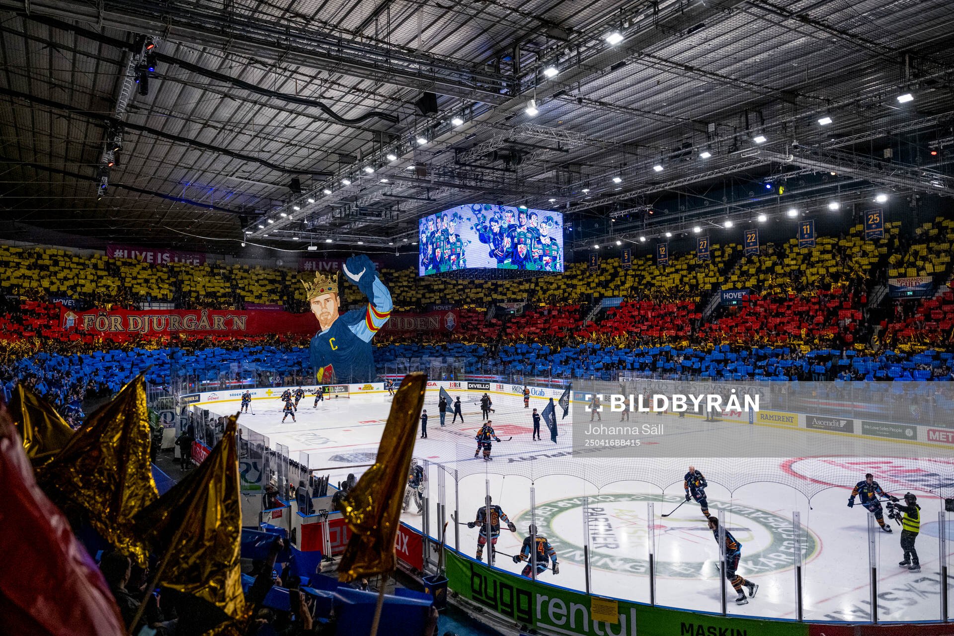 Djurgårdens supportrar med ett tifo