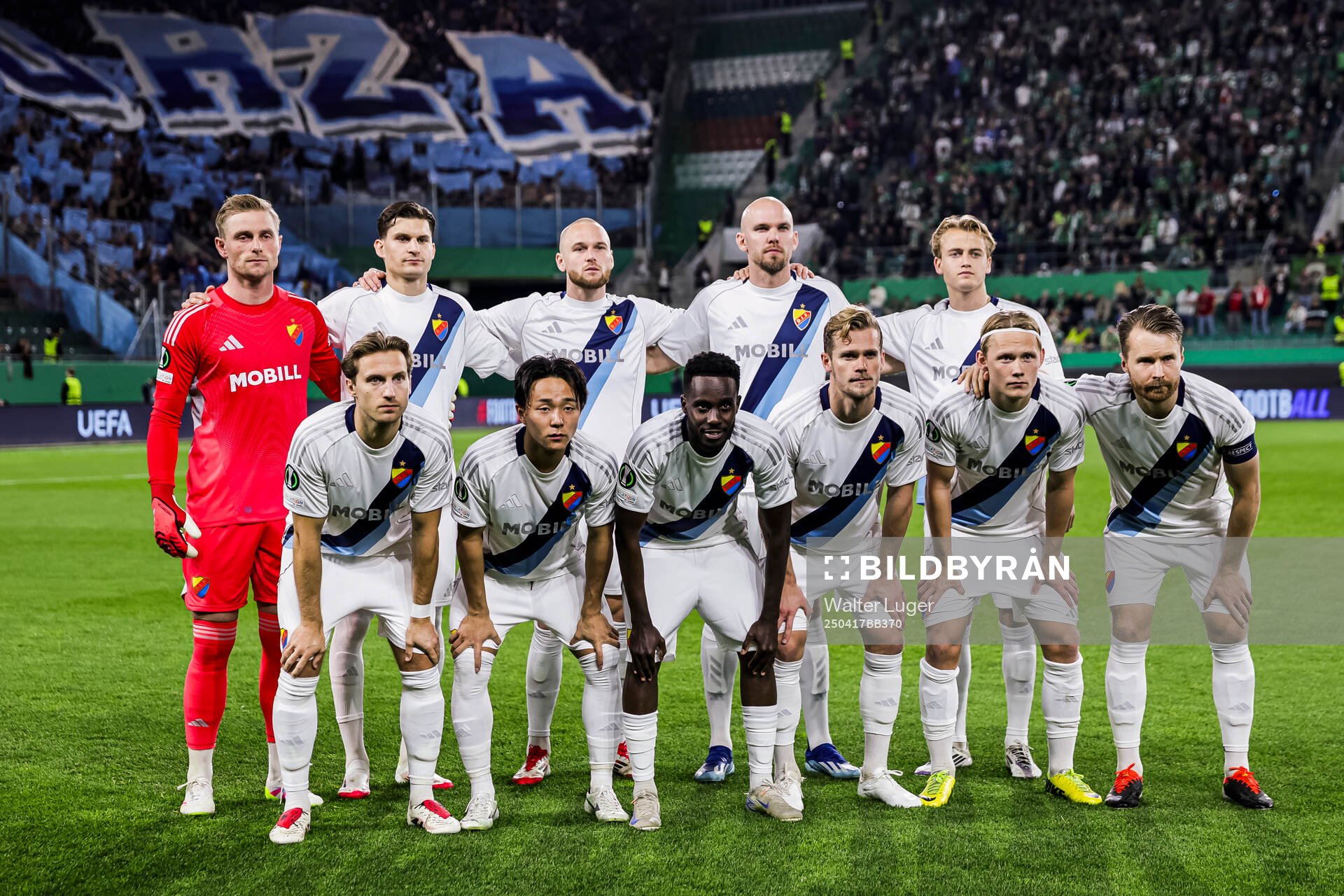 The starting eleven of Djurgården ahead of the UEFA Conference League quarterfinal between Rapid Wien and Djurgården on April 17, 2025 in Wien.