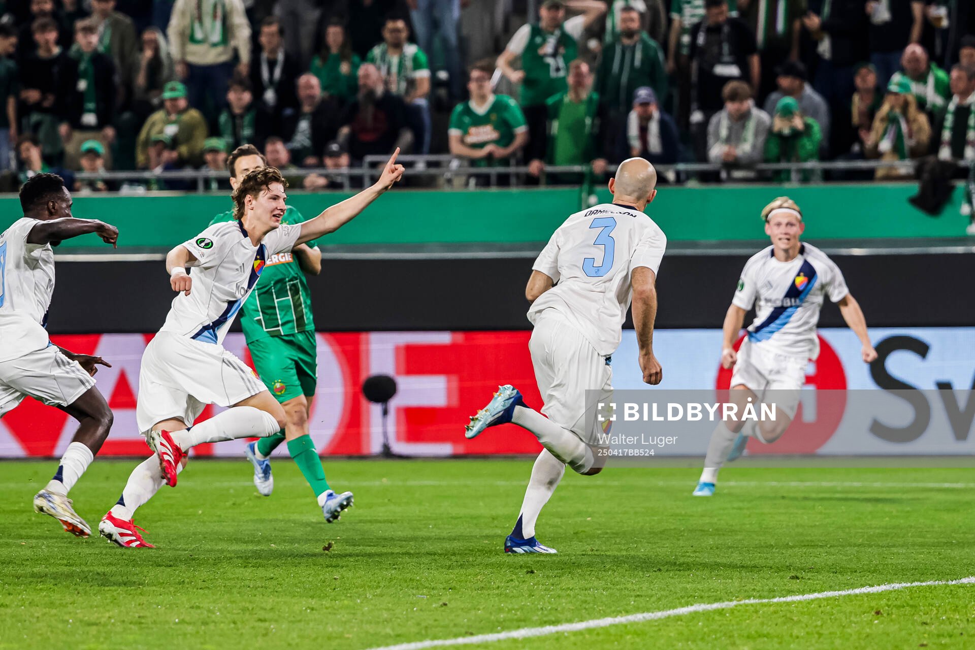 August Priske and Marcus Danielson of Djurgården celebrate