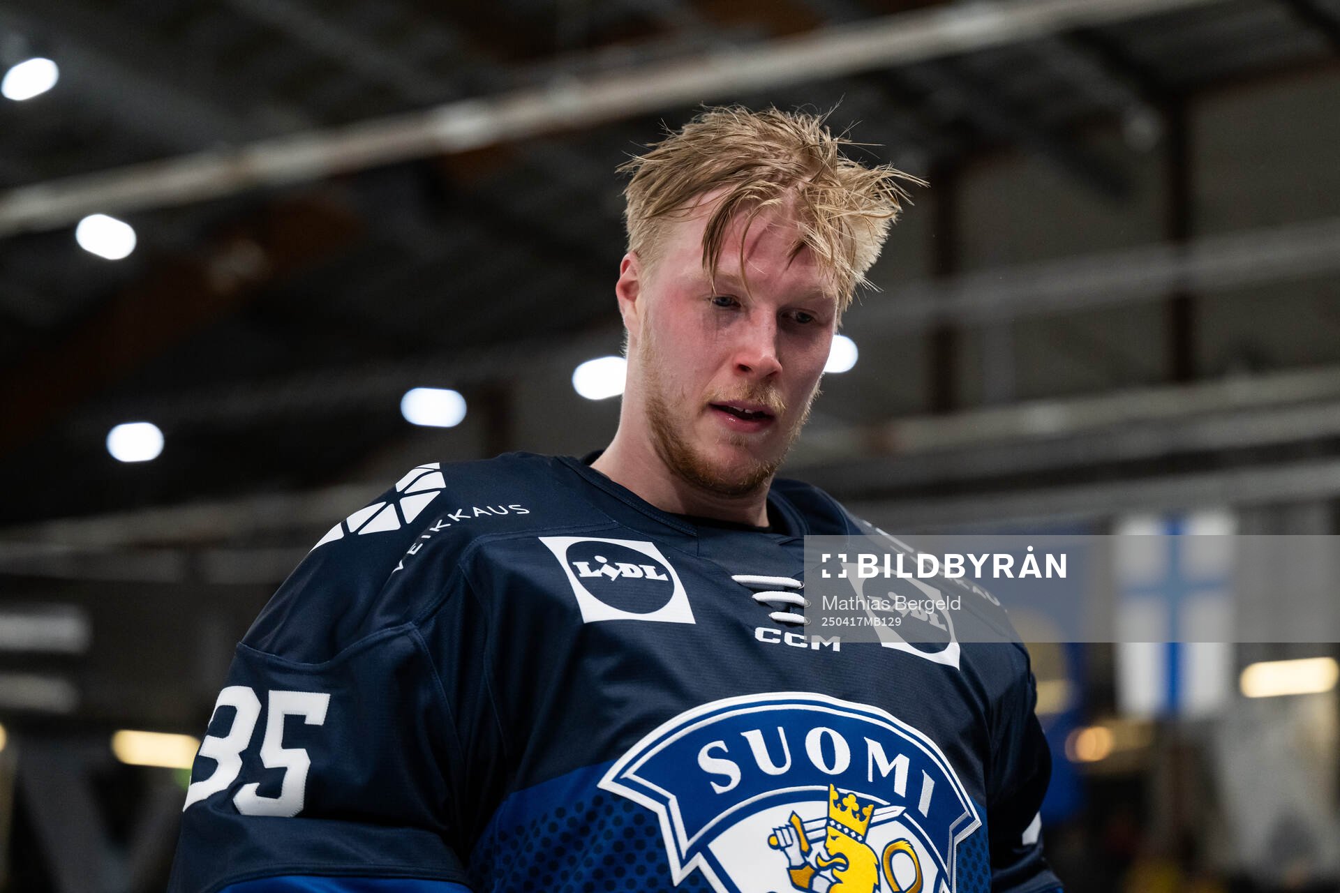 Goaltender Oskari Salminen of Finland