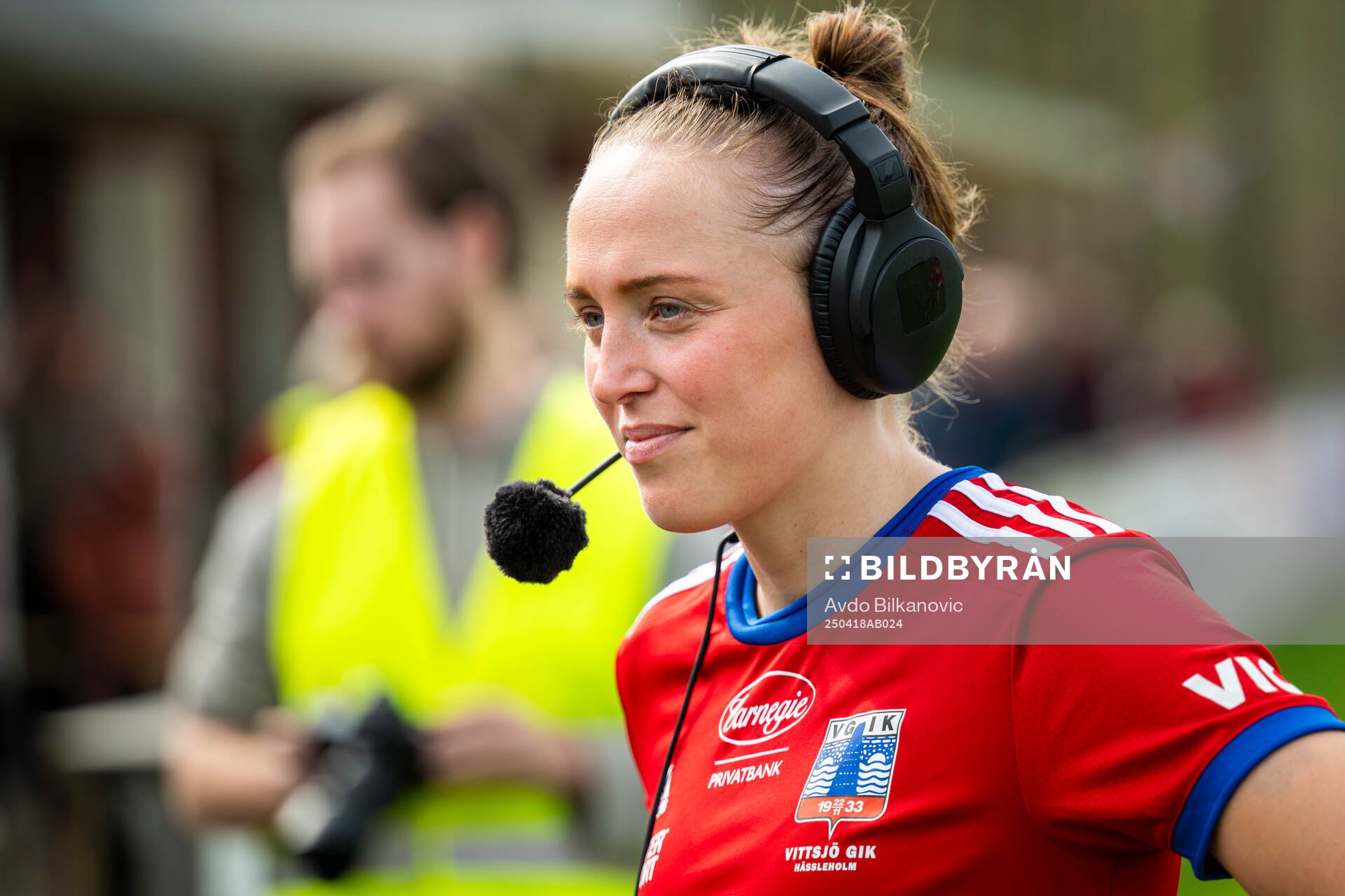 Vittsjös Olivia Wänglund under fotbollsmatchen i Damallsvenskan mellan Vittsjö och Djurgården den 18 april 2025 i Vittsjö. 