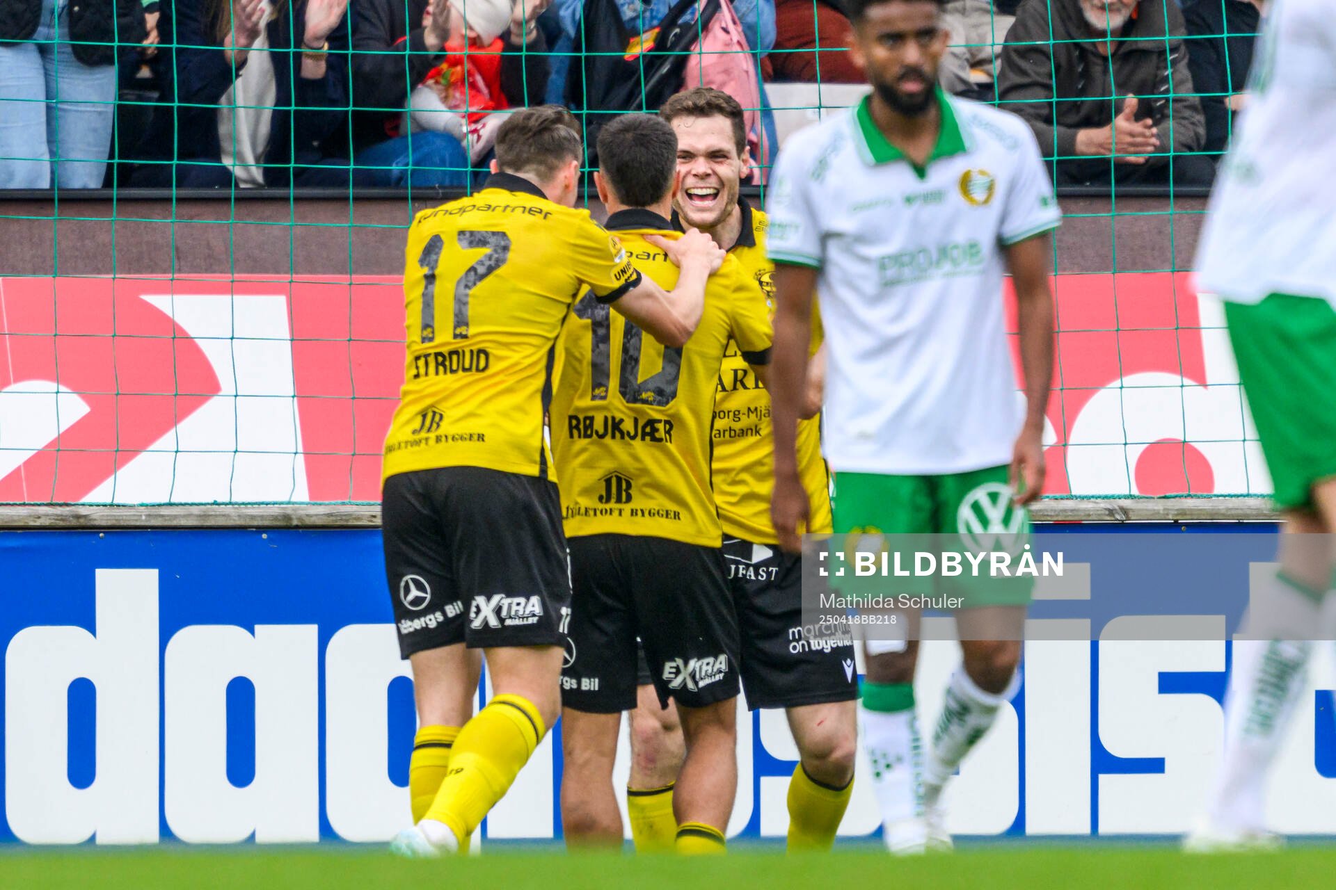 Mjällbys Elliot Stroud, Nicklas Røjkjær och Jacob