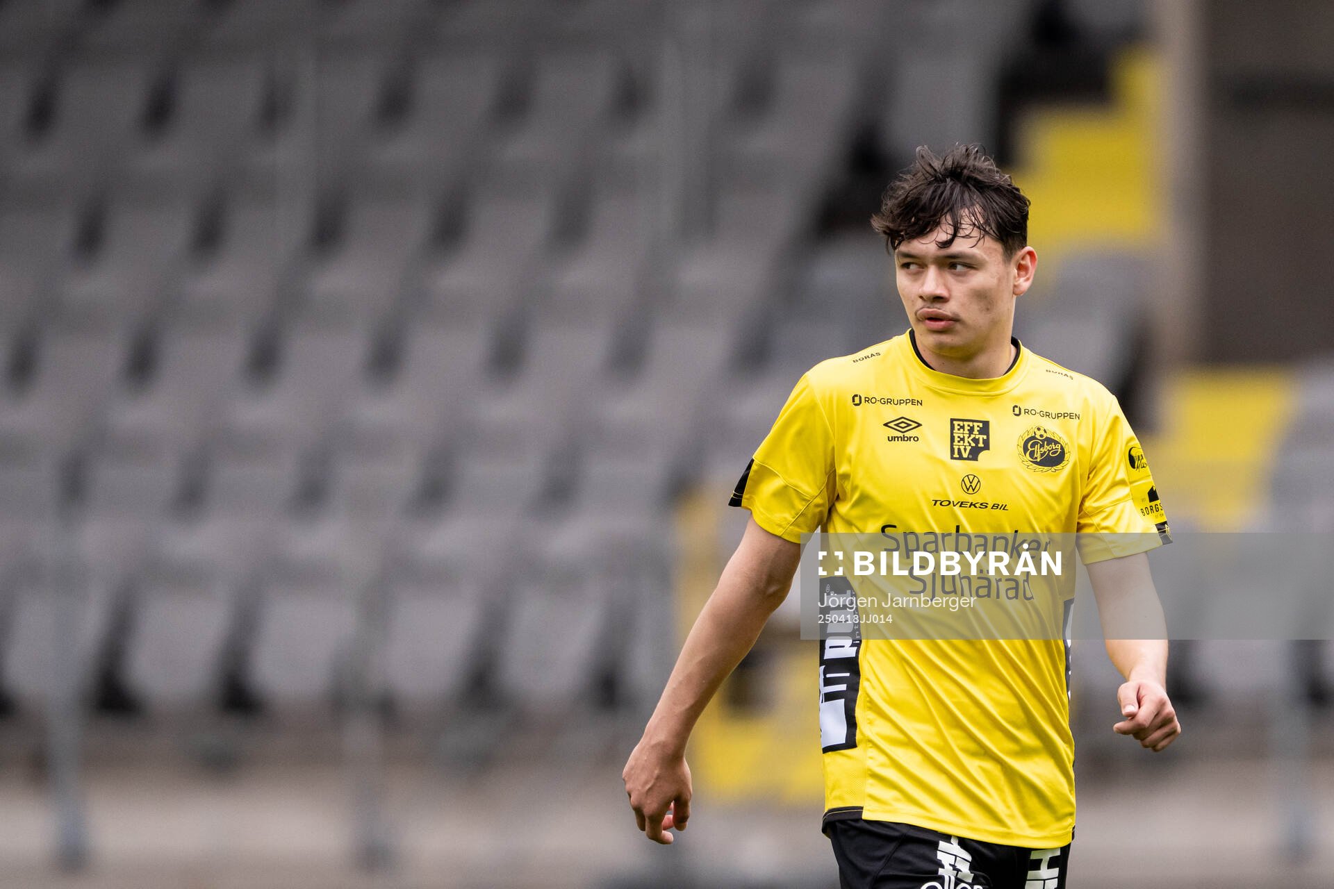 Elfsborgs Dag Hallgren under fotbollsmatchen i P19 Allsvenskan mellan Elfsborg och Helsingborg den 18 april 2025 i Borås. 