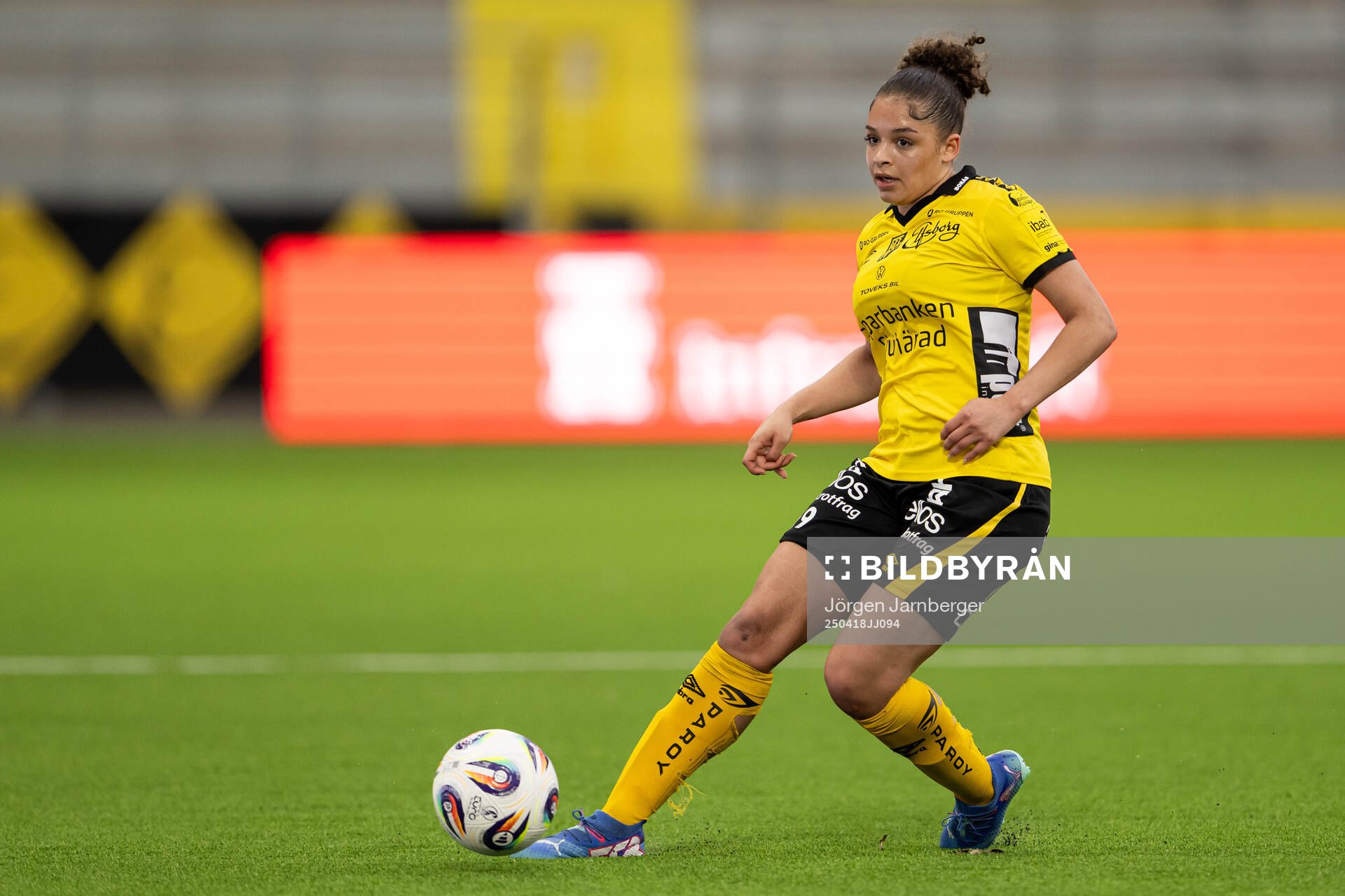Elfsborgs Jennifer Brinck under fotbollsmatchen i Elitettan mellan Elfsborg och IK Uppsala den 18 april 2025 i Borås. 