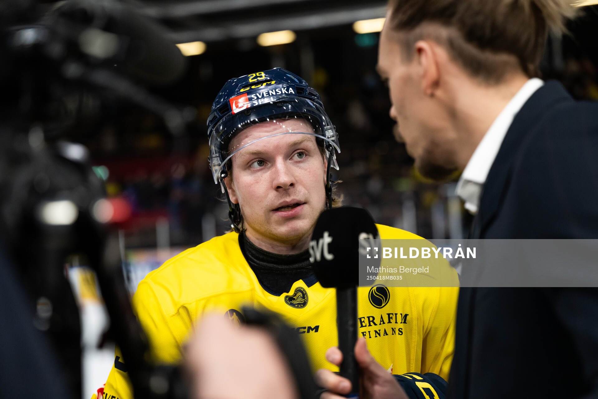Oskar Steen of Sweden is interviewed