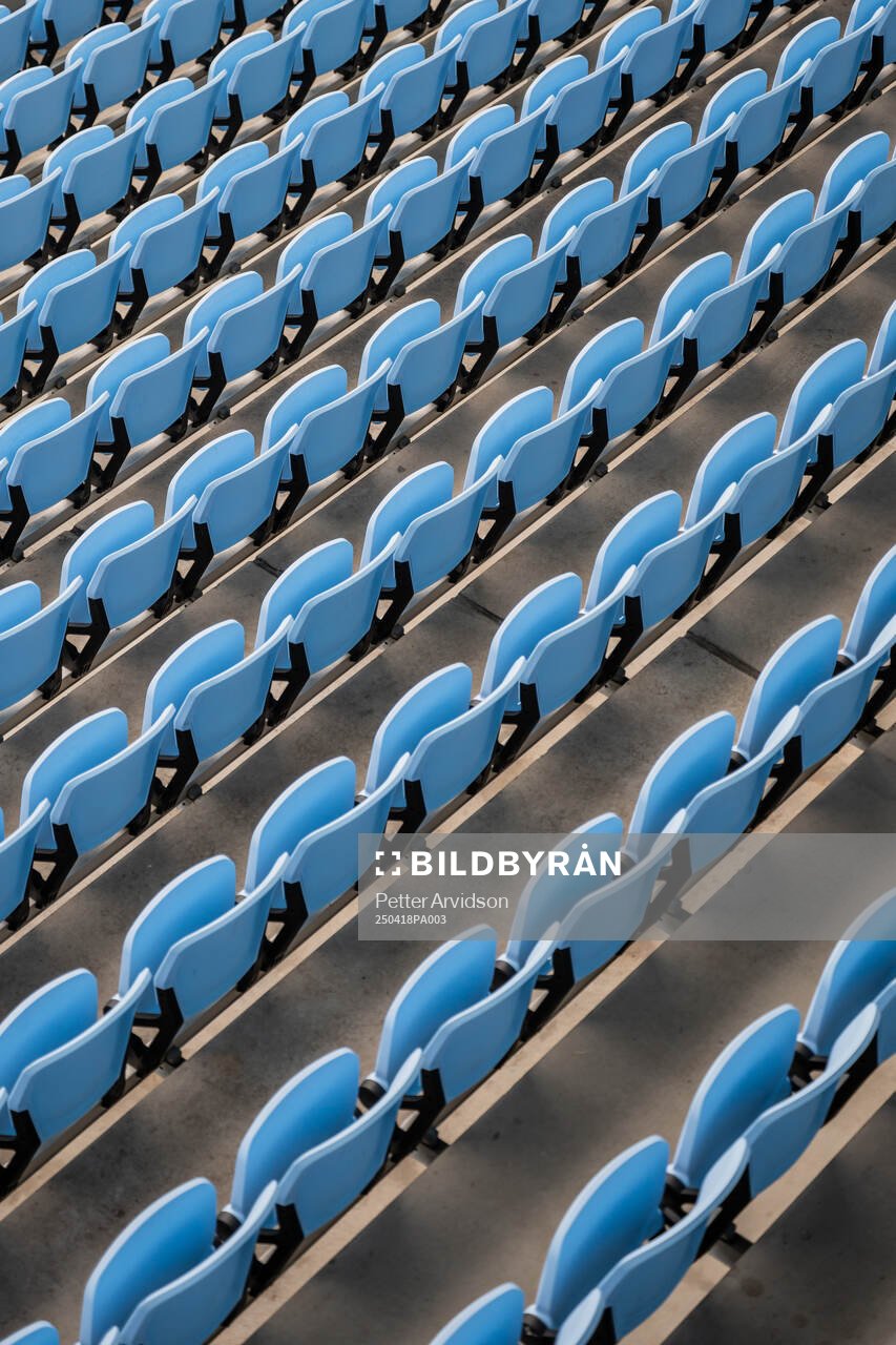 Generell vy av läktarstolar på Eleda Stadion