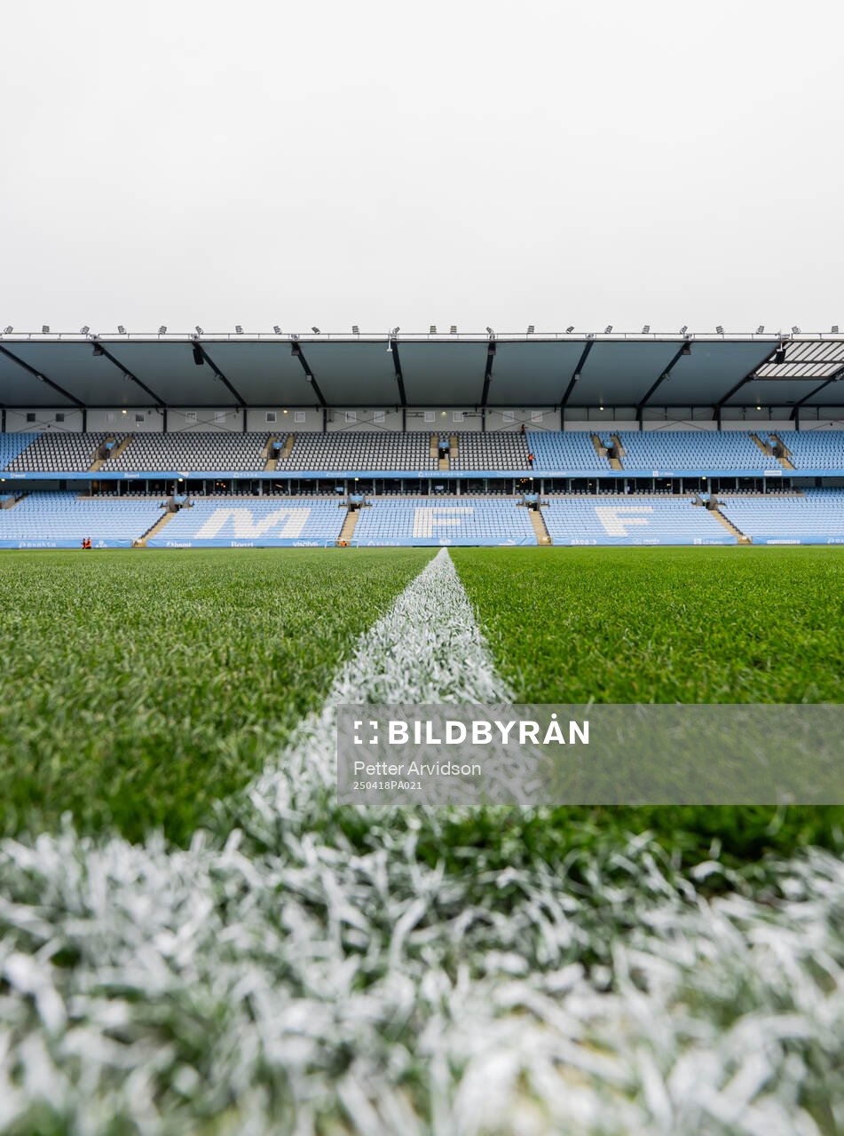 Interiör Eleda Stadion inför fotbollsmatchen i Allsvenskan mellan Malmö FF och Sirius den 18 april 2025 i Malmö. 