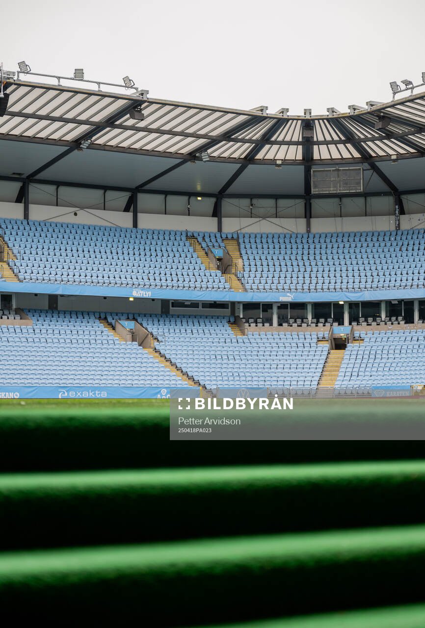 Interiör Eleda Stadion inför fotbollsmatchen i Allsvenskan mellan Malmö FF och Sirius den 18 april 2025 i Malmö. 