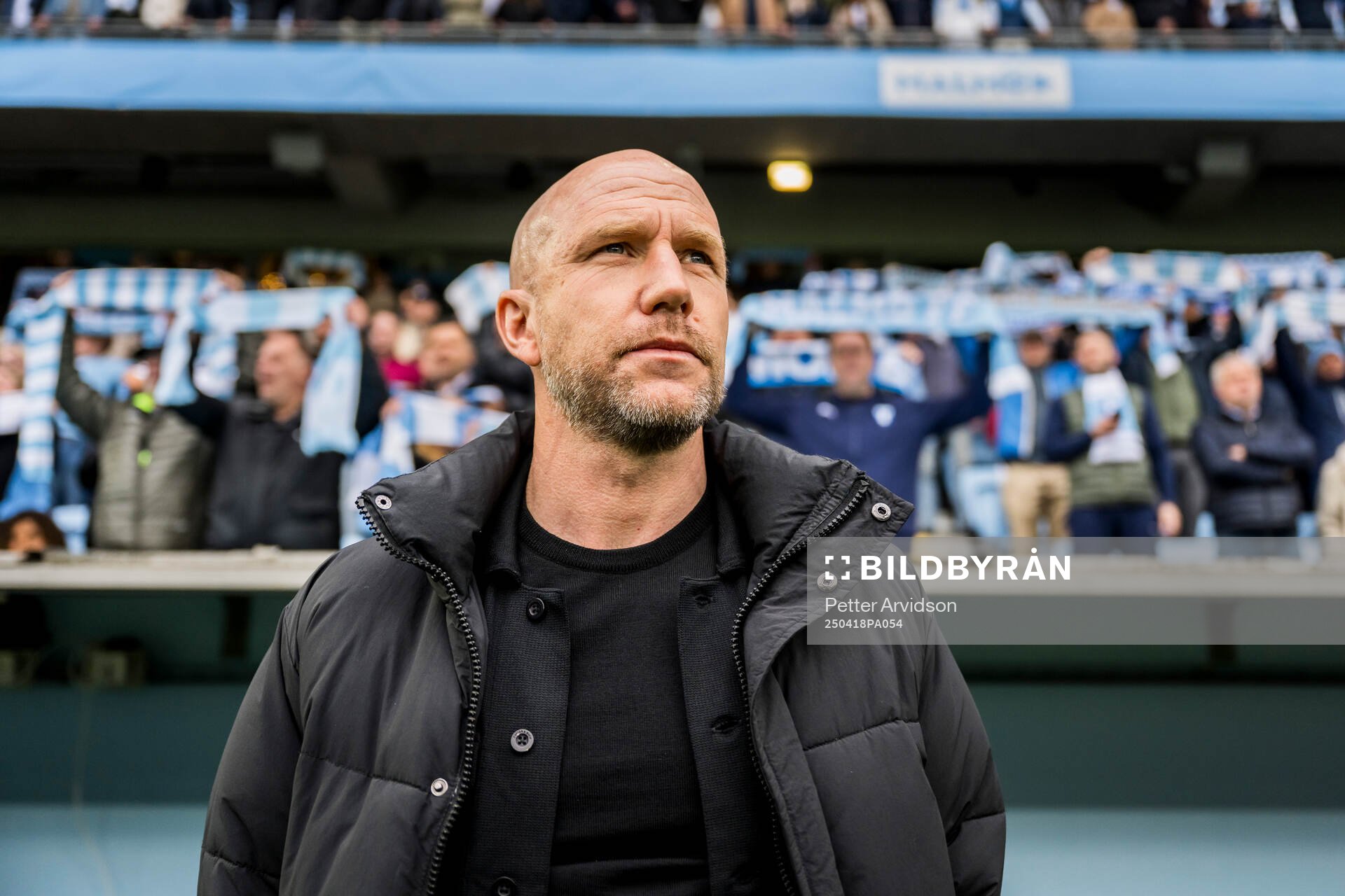 Malmö FFs tränare Henrik Rydström inför fotbollsmatchen i Allsvenskan mellan Malmö FF och Sirius den 18 april 2025 i Malmö. 
