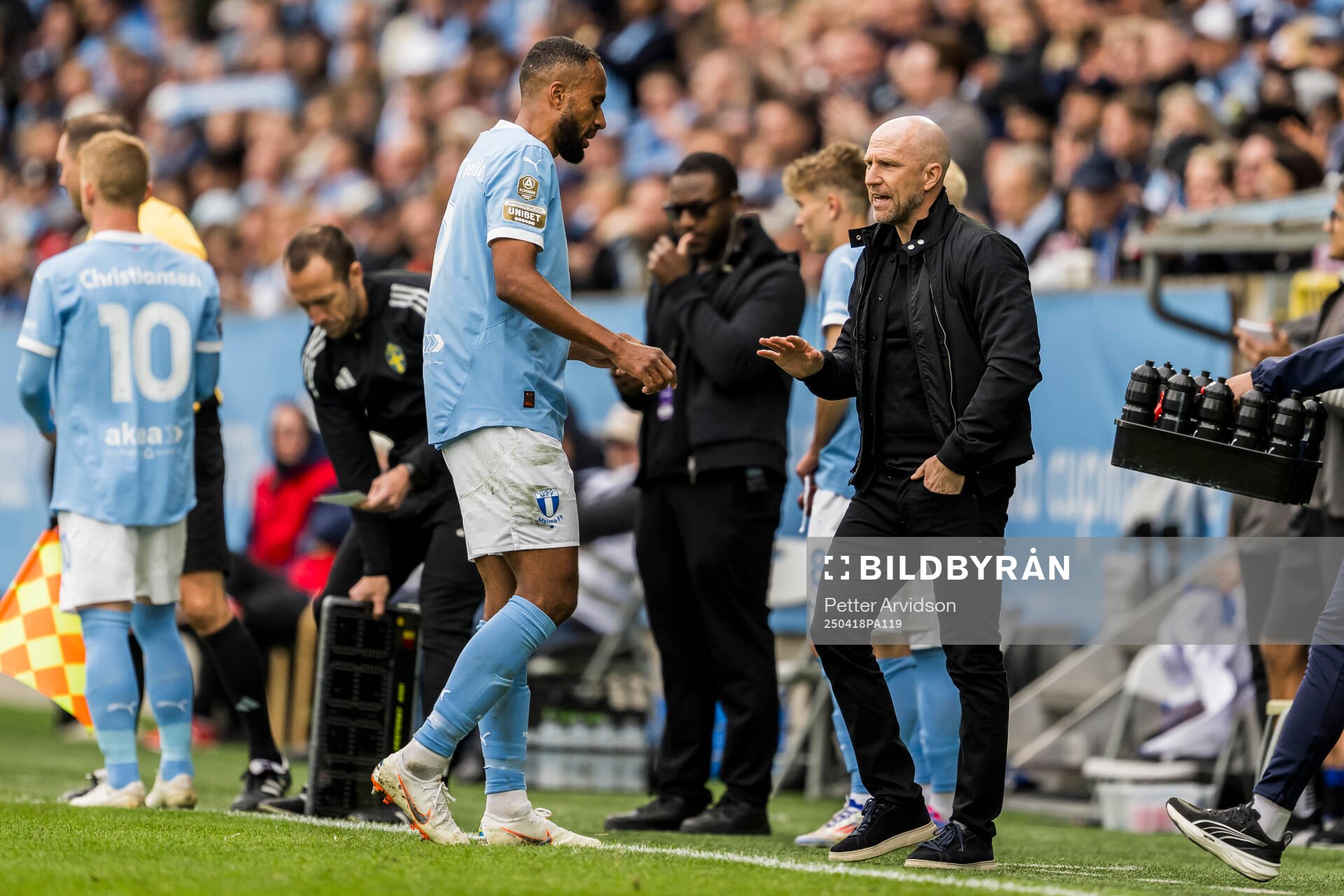 Malmö FFs Isaac Kiese Thelin och tränare Henrik Rydström