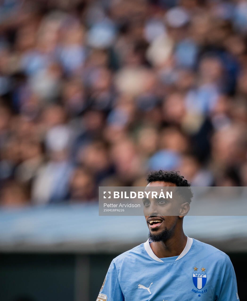 Malmö FFs Taha Ali under fotbollsmatchen i Allsvenskan mellan Malmö FF och Sirius den 18 april 2025 i Malmö. 