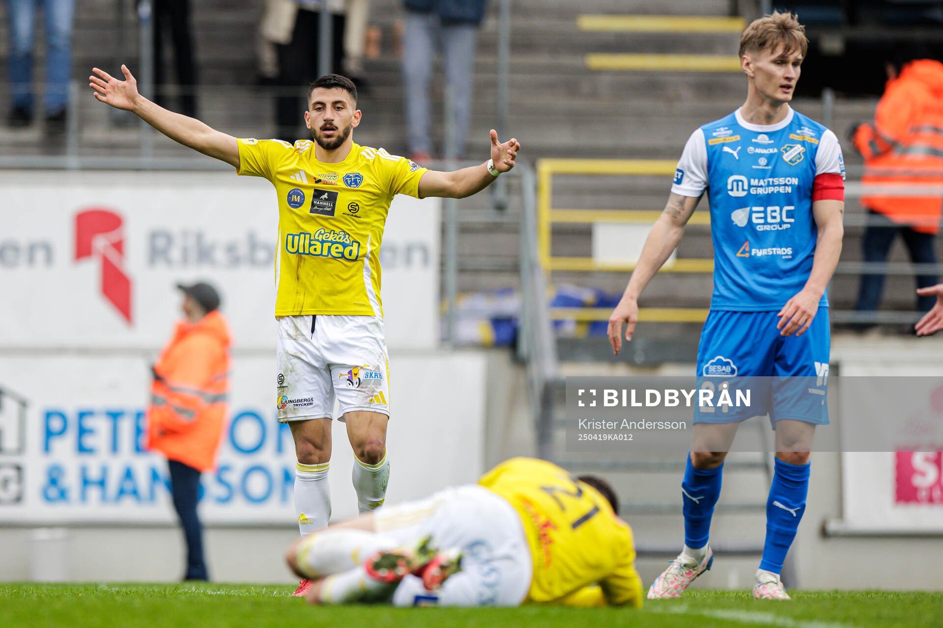 Falkenbergs Leonardo Farah Shahin reagerar