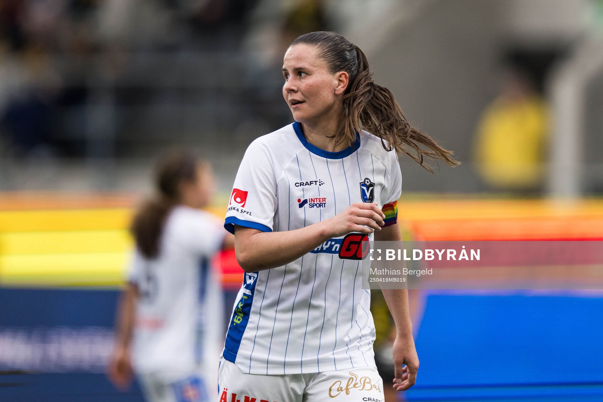 Växjö DFFs Josefin Harrysson under fotbollsmatchen i Damallsvenskan mellan Häcken och Växjö DFF den 19 april 2025 i Göteborg. 