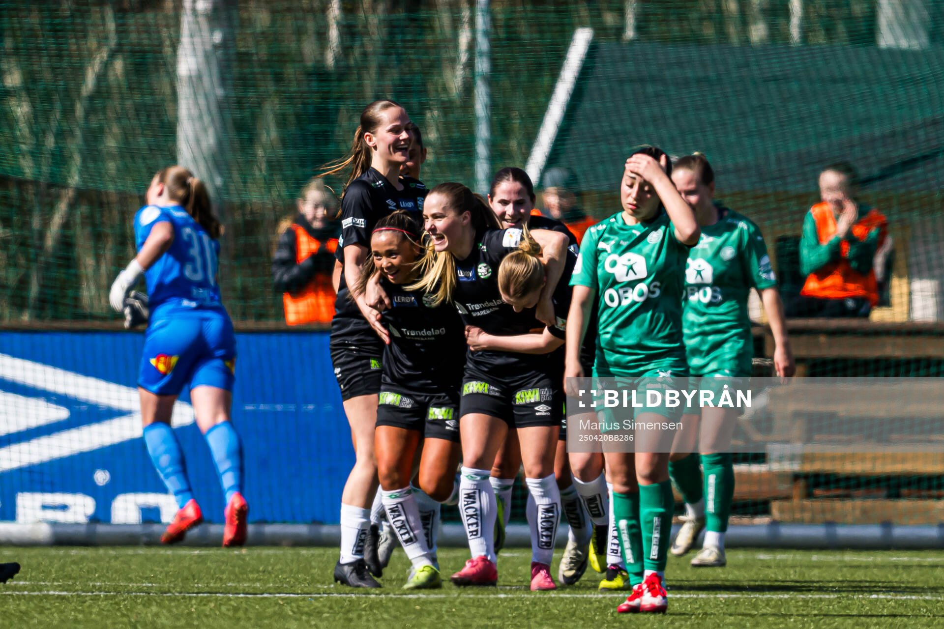 Ingrid Amalie Hoftun Bjerksæter of KIL/Hemne celebrates after scoring the 1-0 goal during the 1. division football match between KIL/Hemne and HamKam on April 20, 2025 in Kyrksæterøra.