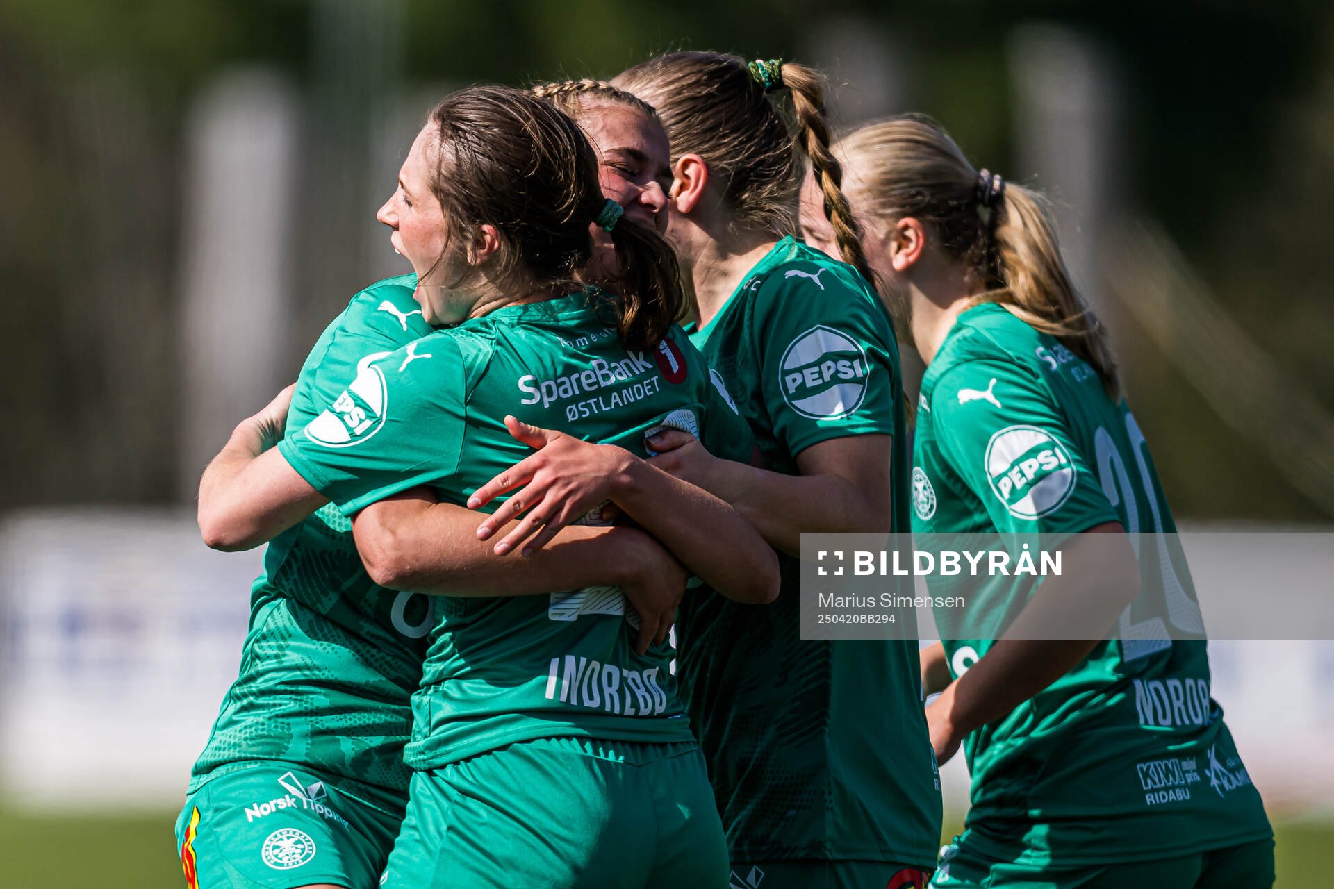 Mari Fisketjøn Indrebø of HamKam celebrates after scoring the 1-1 goal during the 1. division football match between KIL/Hemne and HamKam on April 20, 2025 in Kyrksæterøra.