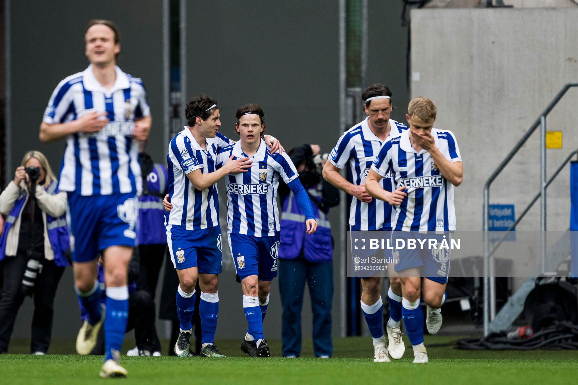IFK Göteborgs Kolbeinn Thordarson jublar efter 1-1 under fotbollsmatchen i Allsvenskan mellan IFK Göteborg och Häcken den 20 april 2025 i Göteborg. 