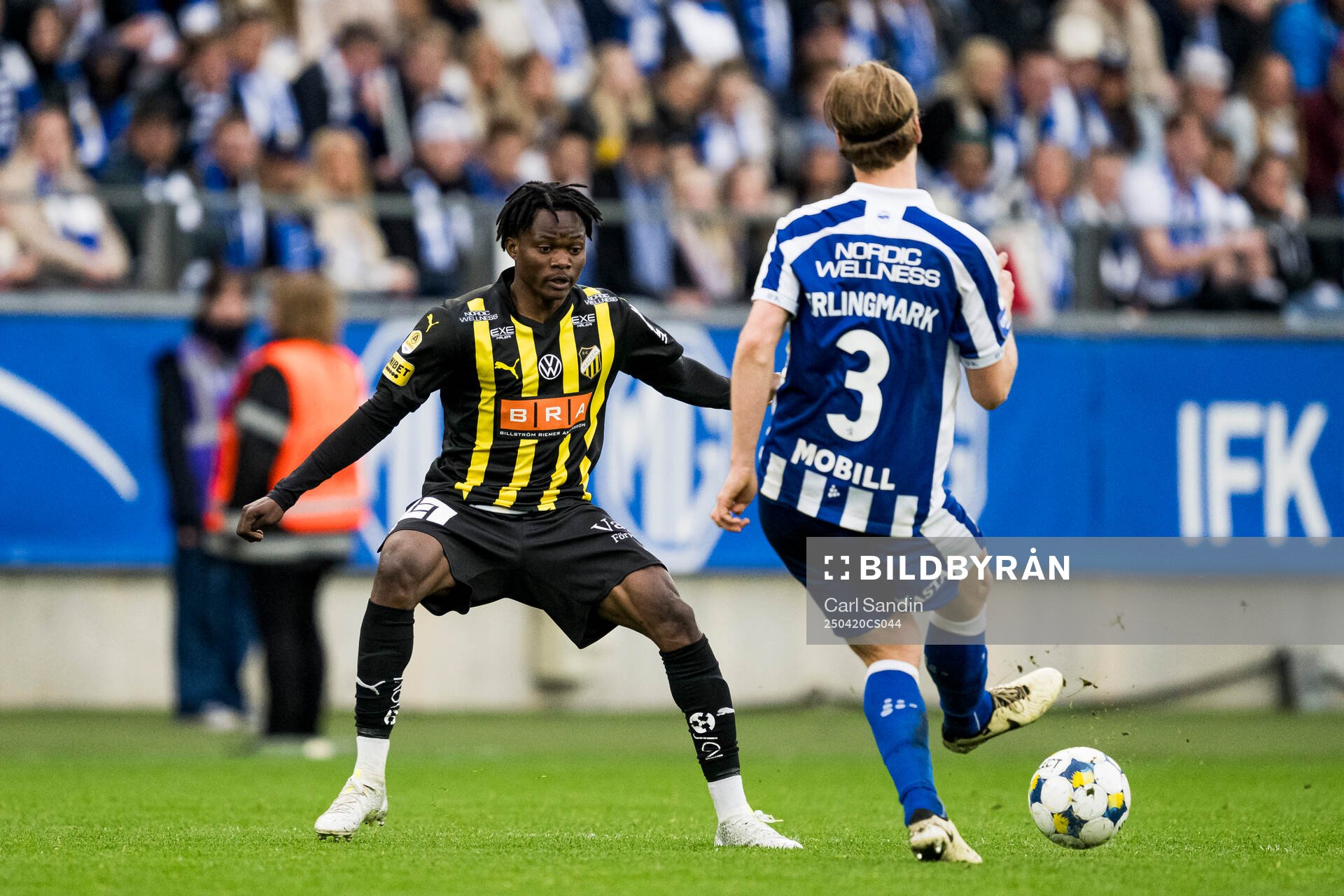 Häckens Severin Nioule under fotbollsmatchen i Allsvenskan mellan IFK Göteborg och Häcken den 20 april 2025 i Göteborg. 