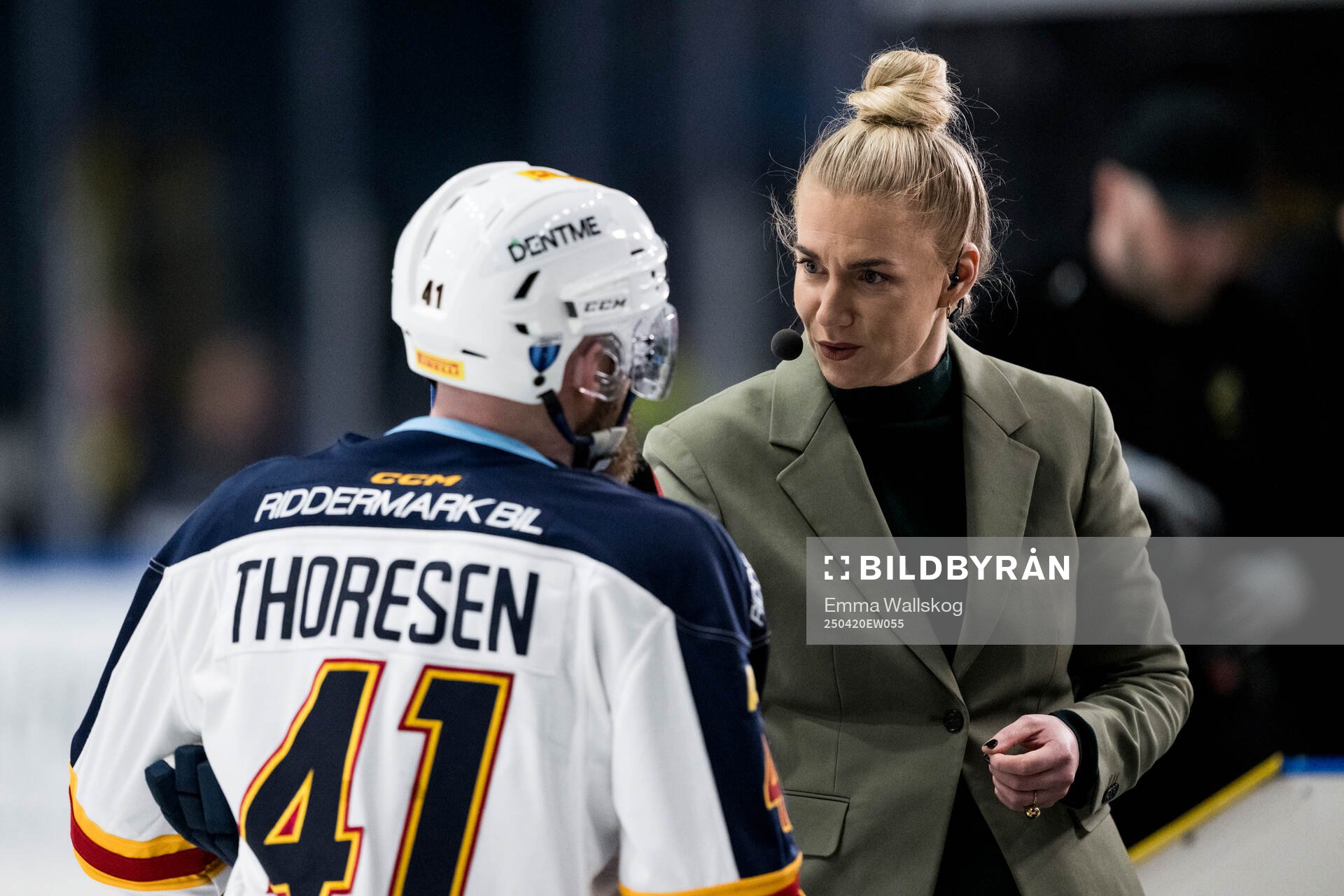 Djurgårdens Patrick Thoresen och TV4s Kajsa Kalméus