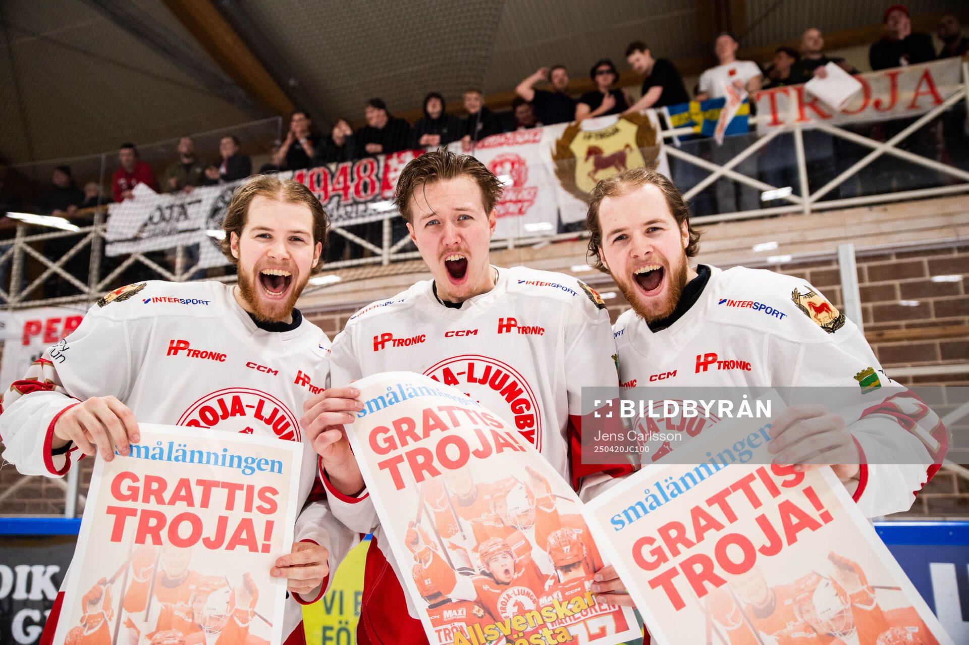 Troja/Ljungbys Joel Wahlgren, Oscar Nordin och Max Wahlgren