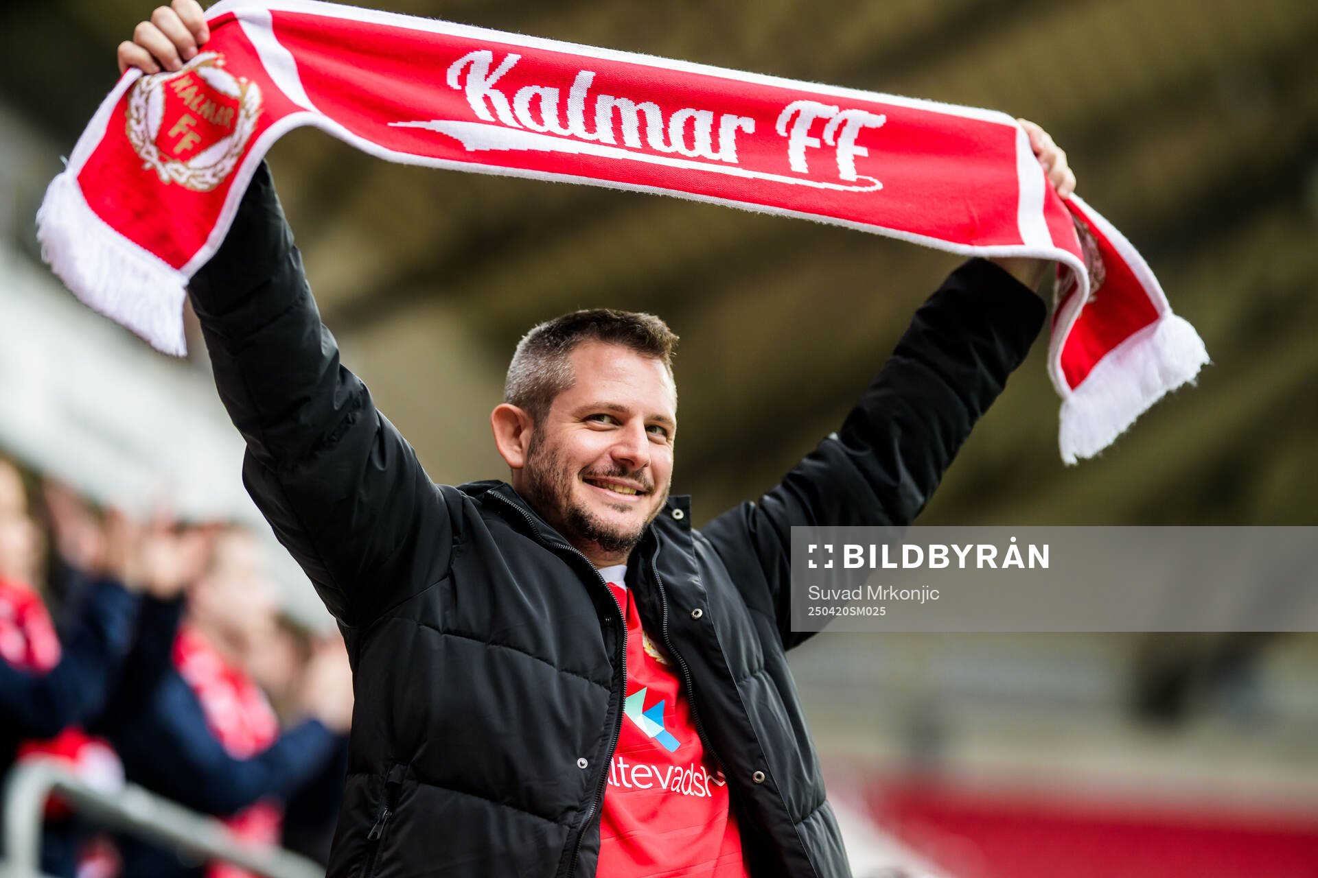 Kalmarsupportern Pablo Kalmar från Argentina inför fotbollsmatchen i Superettan mellan Kalmar och Östersund den 20 april 2025 i Kalmar. 