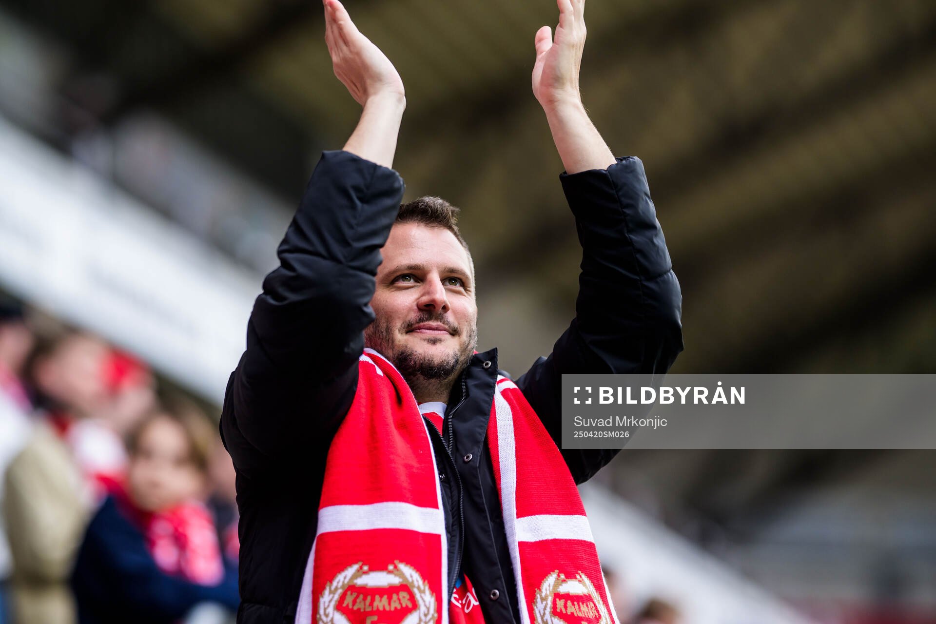 Kalmarsupportern Pablo Kalmar från Argentina inför fotbollsmatchen i Superettan mellan Kalmar och Östersund den 20 april 2025 i Kalmar. 