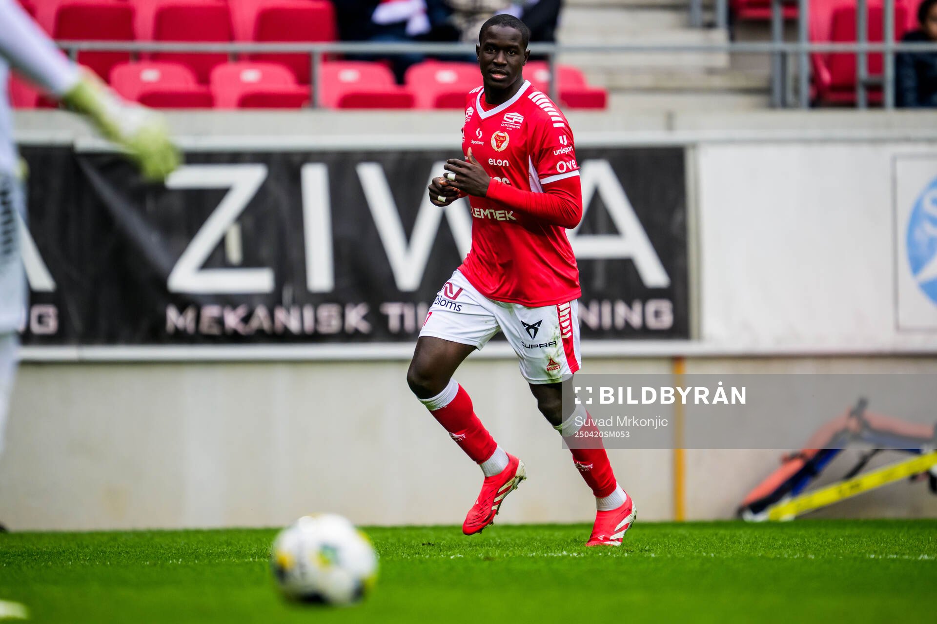 Kalmars Aboubacar Keita under fotbollsmatchen i Superettan mellan Kalmar och Östersund den 20 april 2025 i Kalmar. 