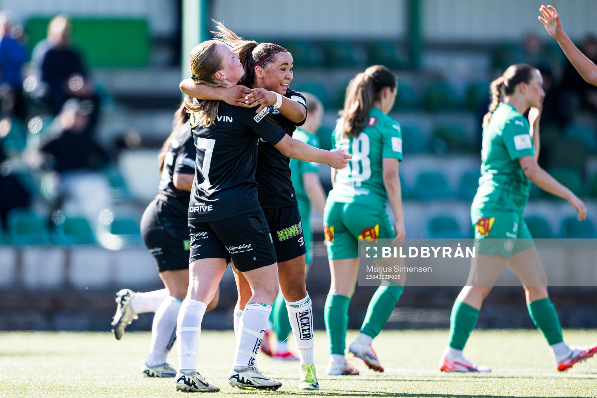 Thea Grønbech Selnes of KIL/Hemne celebrates after scoring the 2-1 goal on a penalty kick during the 1. division football match between KIL/Hemne and HamKam on April 20, 2025 in Kyrksæterøra.