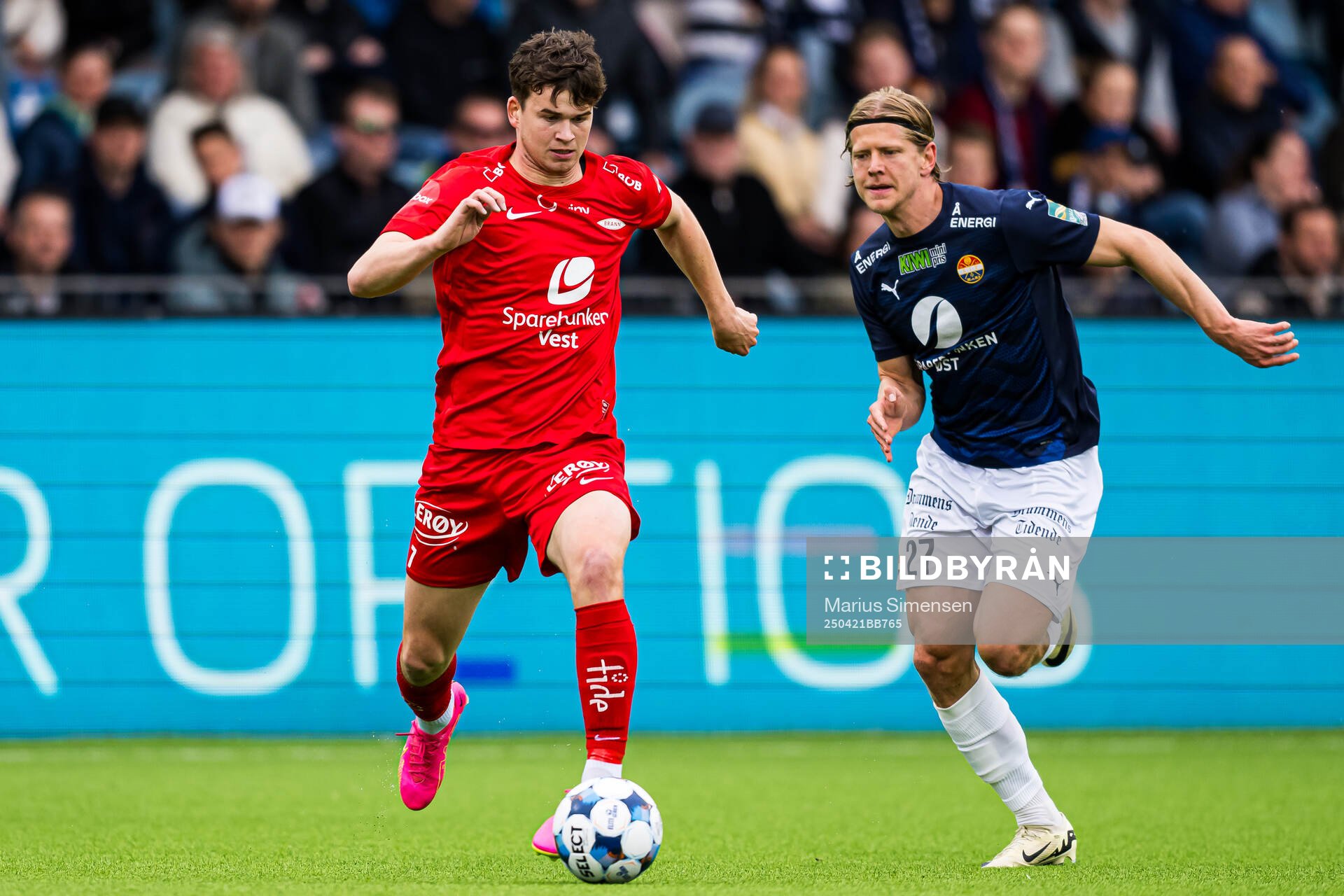 Mads Hansen of Brann during the Eliteserien match between Strømsgodset and Brann on April 21, 2025 in Drammen. 